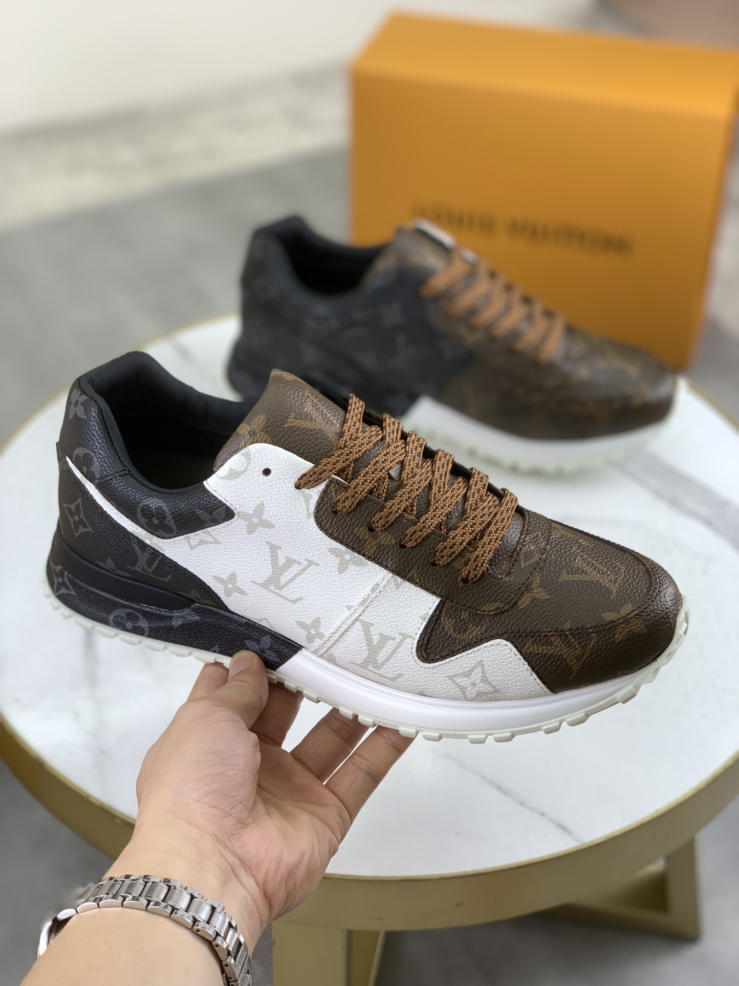 Louis Vuitton Men's Run Away Pulse Sneakers Leather, Brown Monogram 4 i1719848055 4193 0