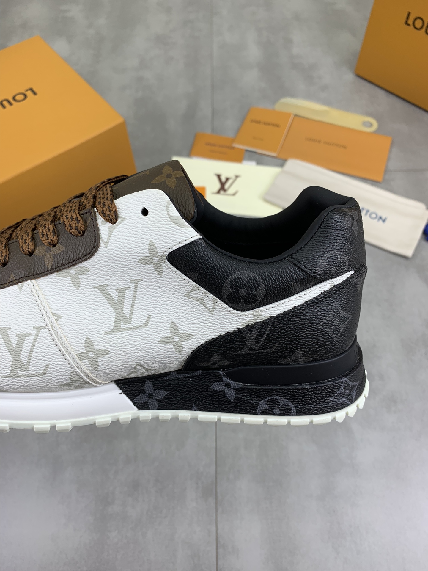 Louis Vuitton Men's Run Away Pulse Sneakers Leather, Brown Monogram 8 i1719848055 8172 0