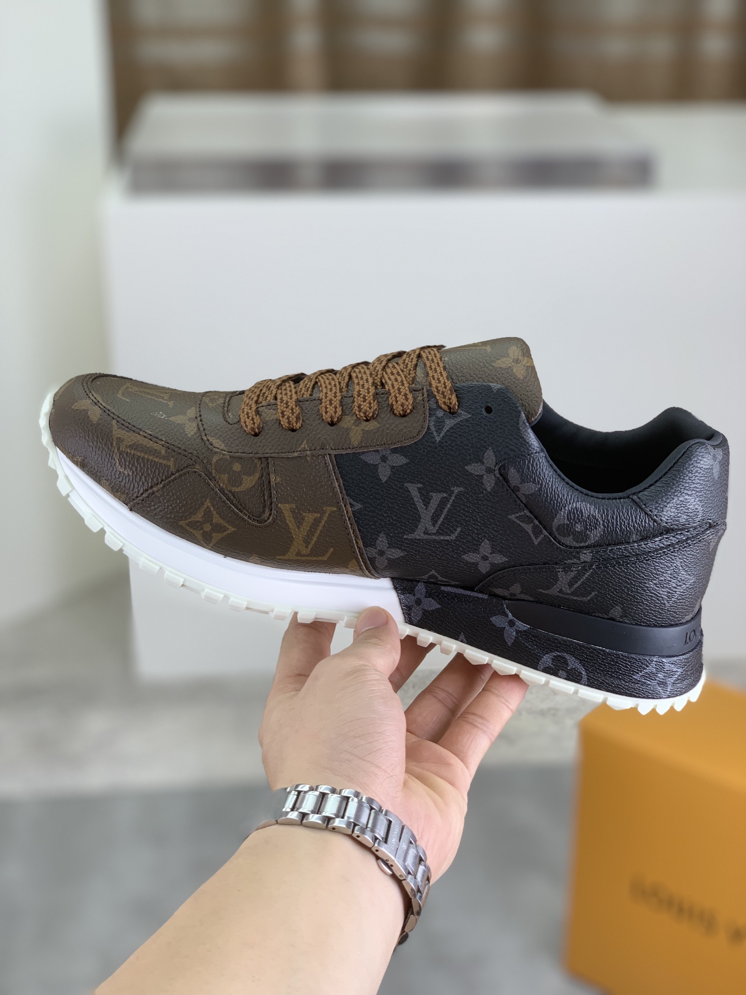 Louis Vuitton Men's Run Away Pulse Sneakers Leather, Brown Monogram 7 i1719848055 9293 0