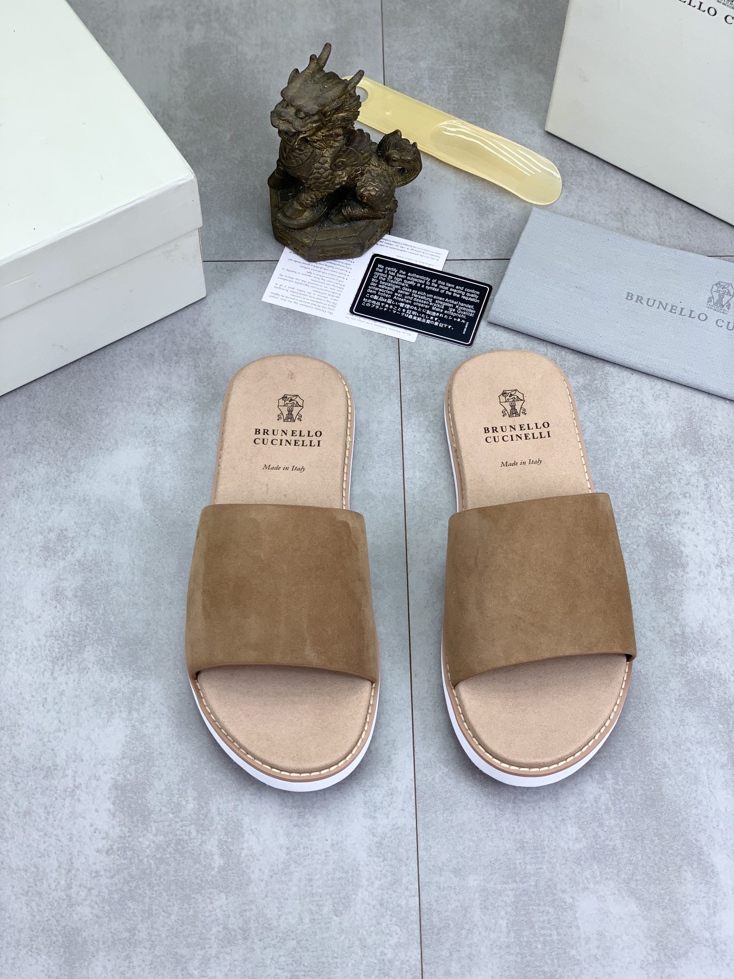 Precio de fábrica P130 Precio real Brunello Cucinelli BC New Suede Slippers, 24ss New Collection ¡Es