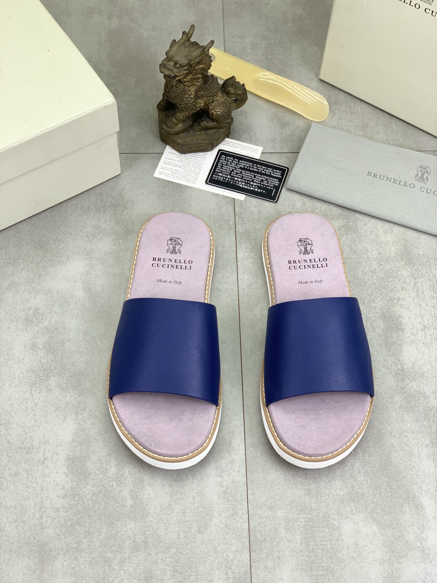 Precio de fábrica P130 Precio real Brunello Cucinelli BC New Suede Slippers, 24ss New Collection ¡Es
