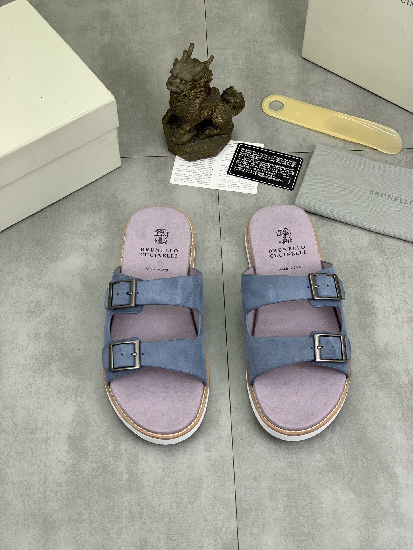 Precio de fábrica P150 Precio real Brunello Cucinelli BC New Suede Slippers, 24ss New Collection ¡Es