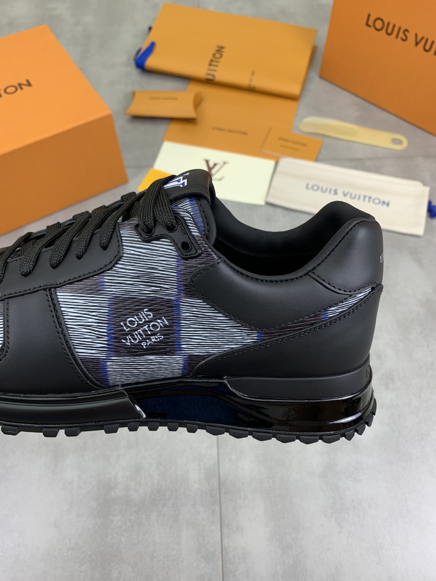 Louis Vuitton Men's Black Leather and Rubber Sneakers, Size 38-44 8 i1722099330 1042 0