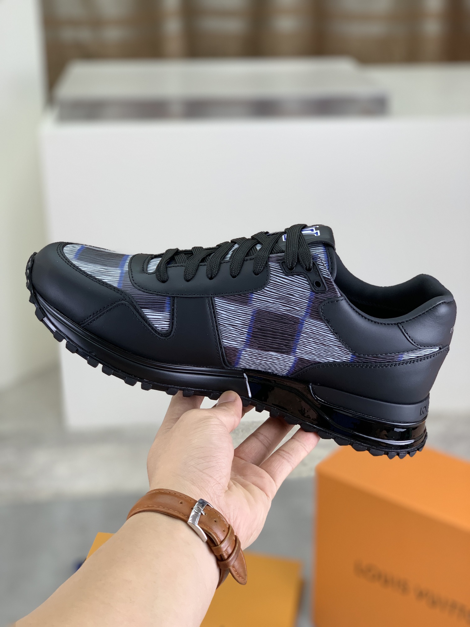 Louis Vuitton Men's Black Leather and Rubber Sneakers, Size 38-44 7 i1722099330 1285 0