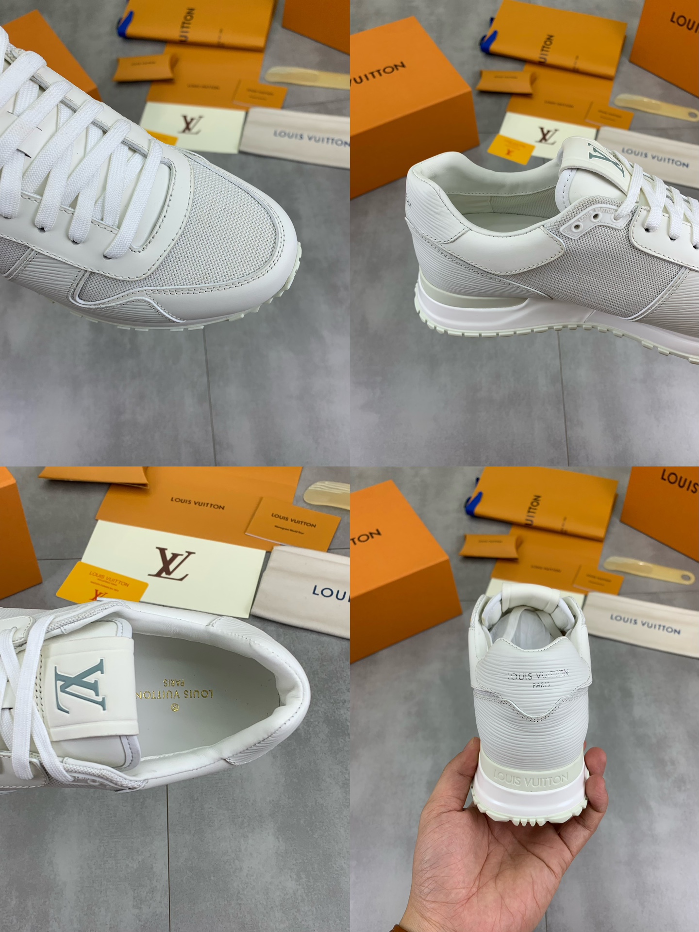 Louis Vuitton Men's White Leather Run Away Sneakers Size 38-44 10 i1722099374 2777 0