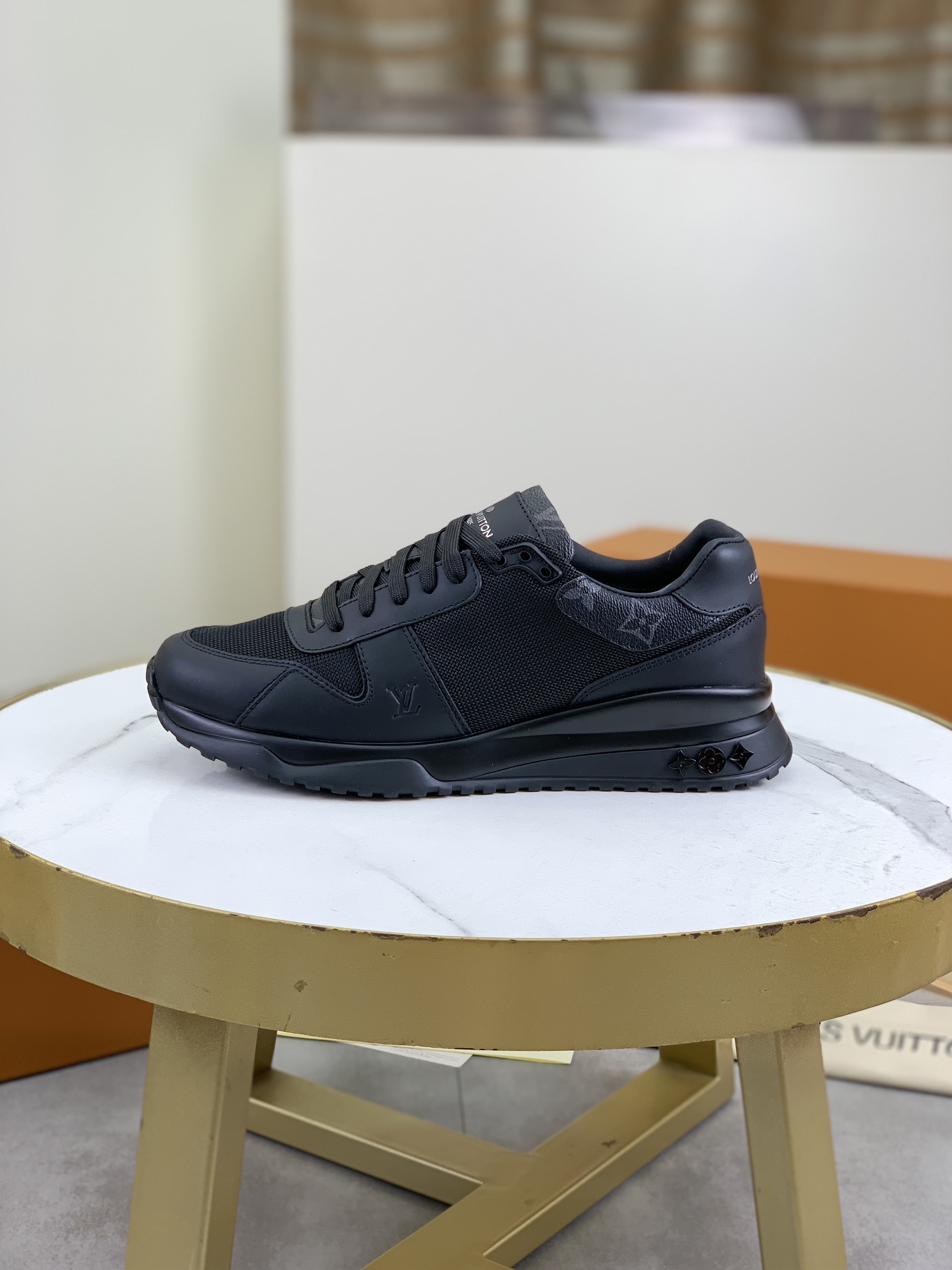 Louis Vuitton Men's Black Leather and Rubber Sole Fashion Sneakers 2 i1726417115 9412 0