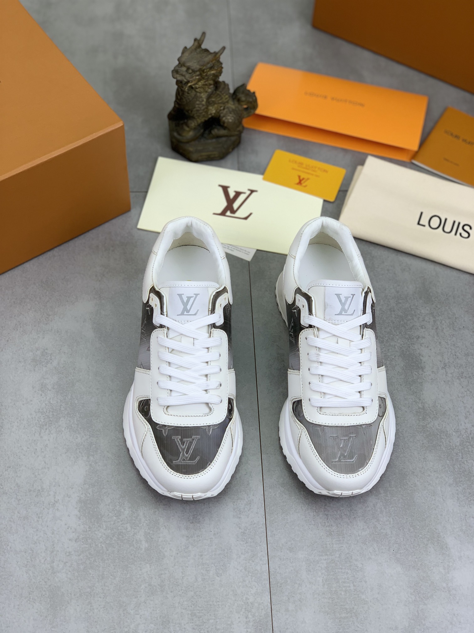 Louis Vuitton Men's Run Away Pulse Sneaker in White Leather and Monogram 3 i1726417190 3624 0