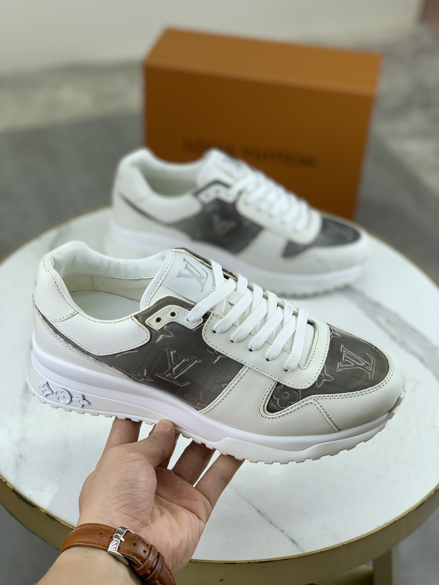 Louis Vuitton Men's Run Away Pulse Sneaker in White Leather and Monogram 4 i1726417191 3400 2