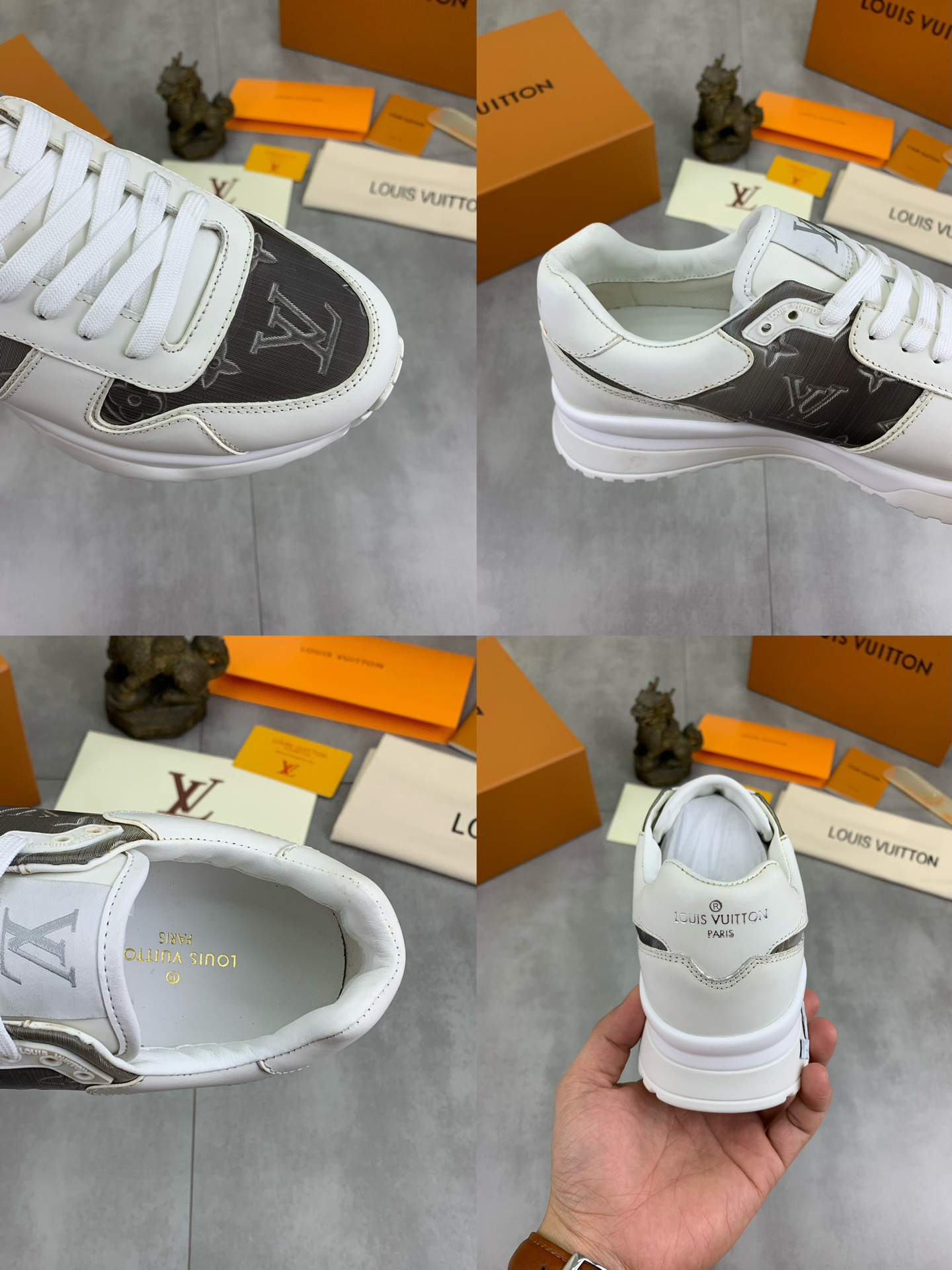 Louis Vuitton Men's Run Away Pulse Sneaker in White Leather and Monogram 10 i1726417191 6695 1