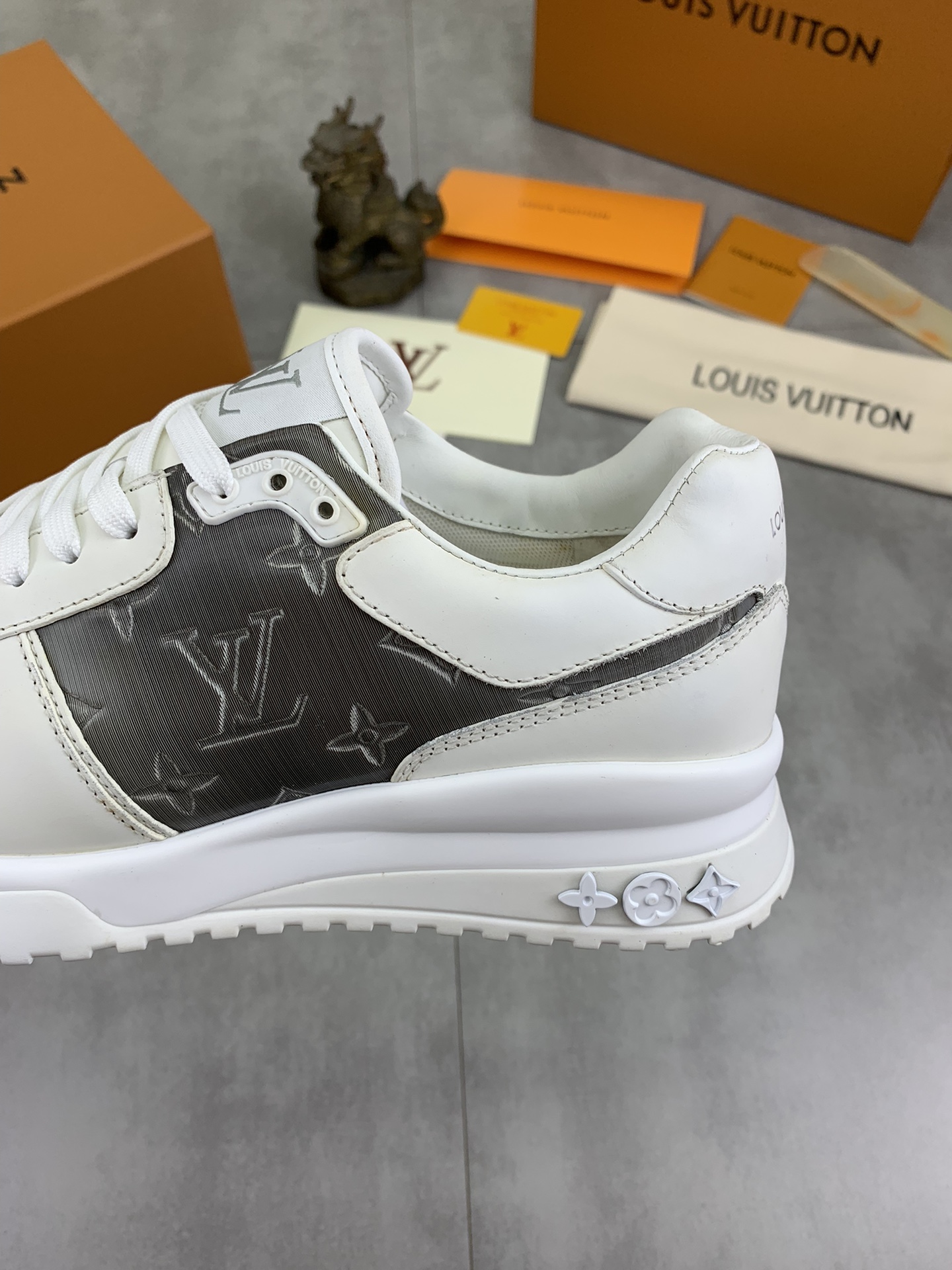 Louis Vuitton Men's Run Away Pulse Sneaker in White Leather and Monogram 8 i1726417192 7788 0