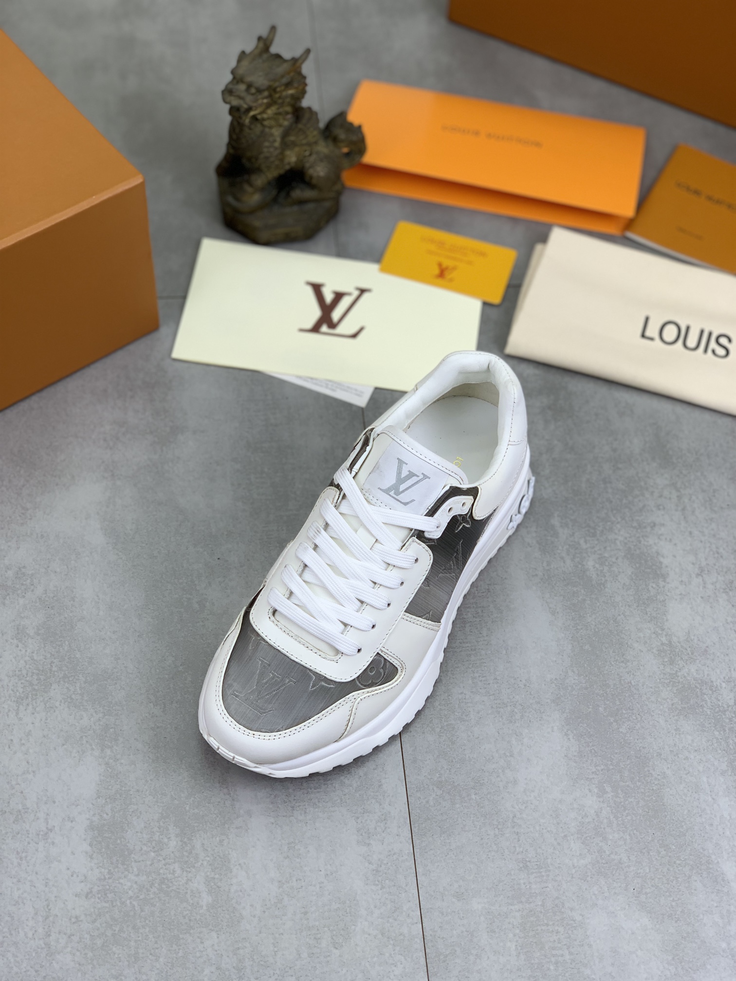 Louis Vuitton Men's Run Away Pulse Sneaker in White Leather and Monogram 5 i1726417193 7041 0