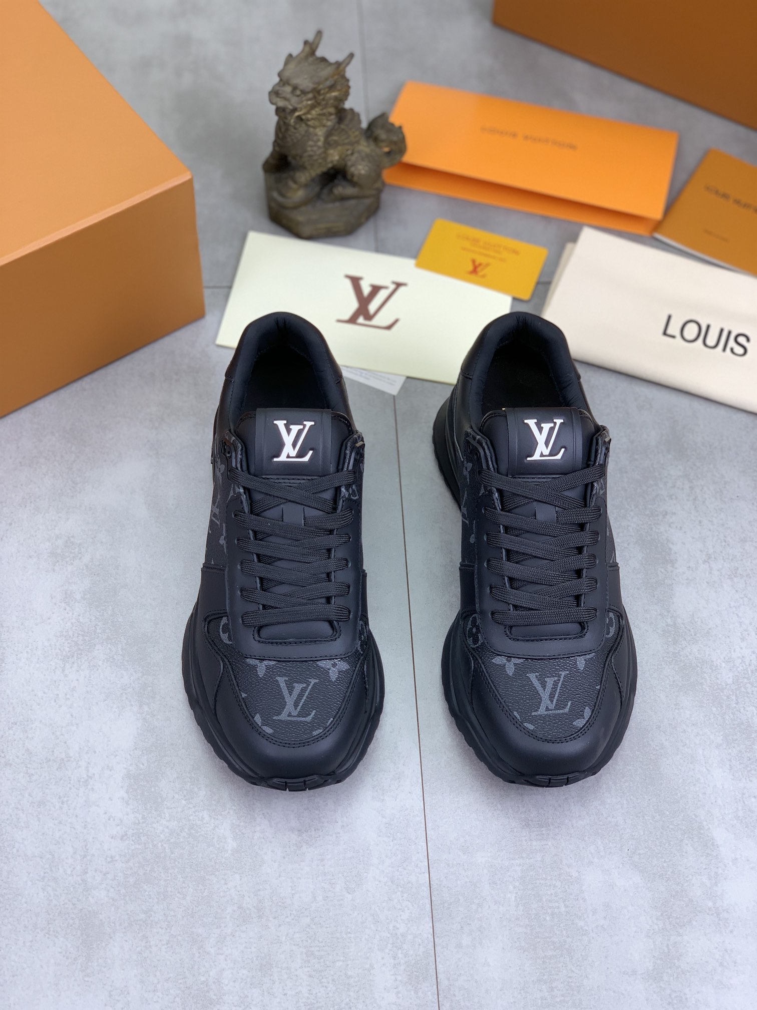 Louis Vuitton Men's Black Leather Run Away Sneakers, Size 38-44 3 i1726417207 7035 2