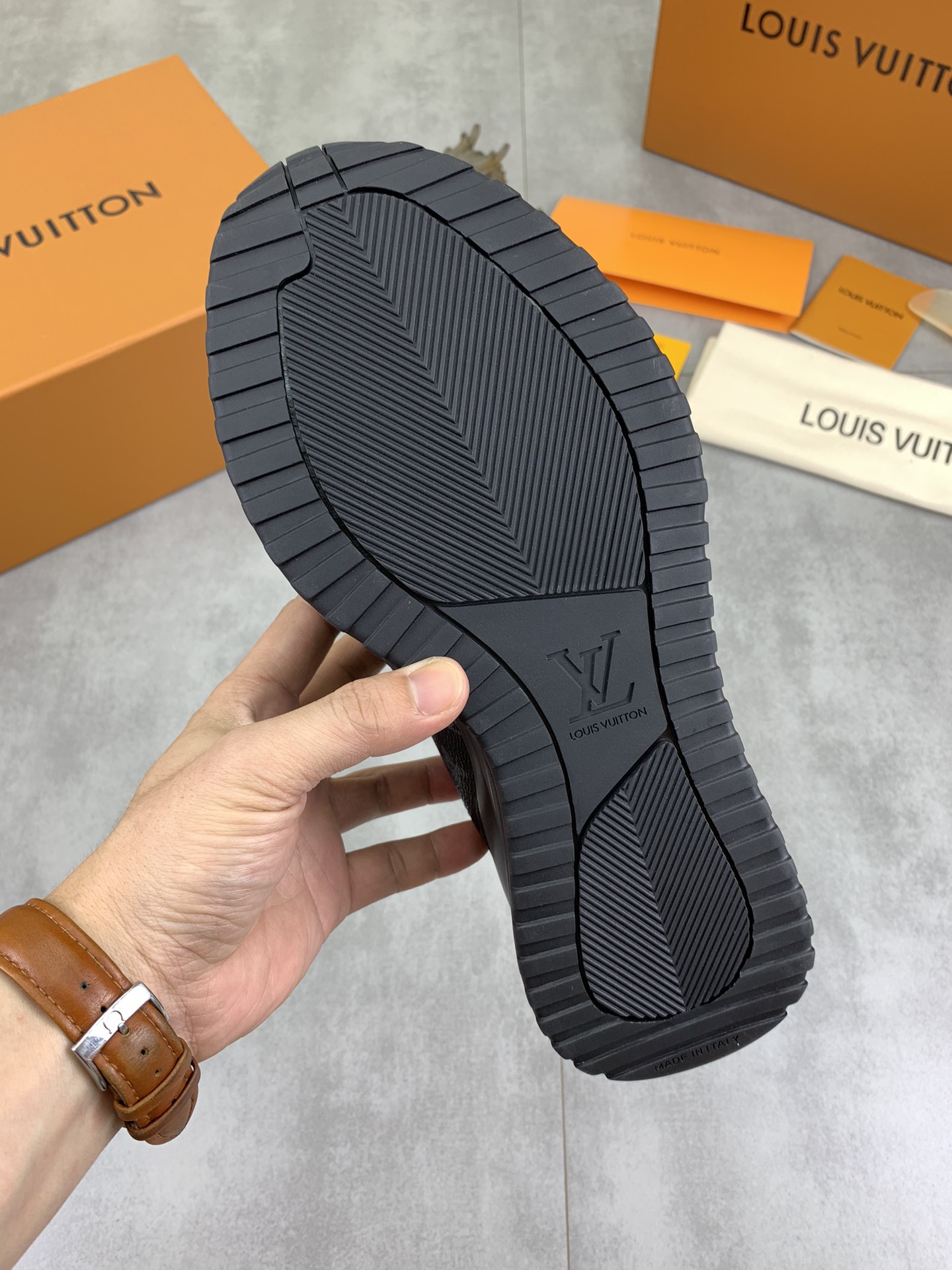 Louis Vuitton Men's Black Leather Run Away Sneakers, Size 38-44 9 i1726417207 7989 4