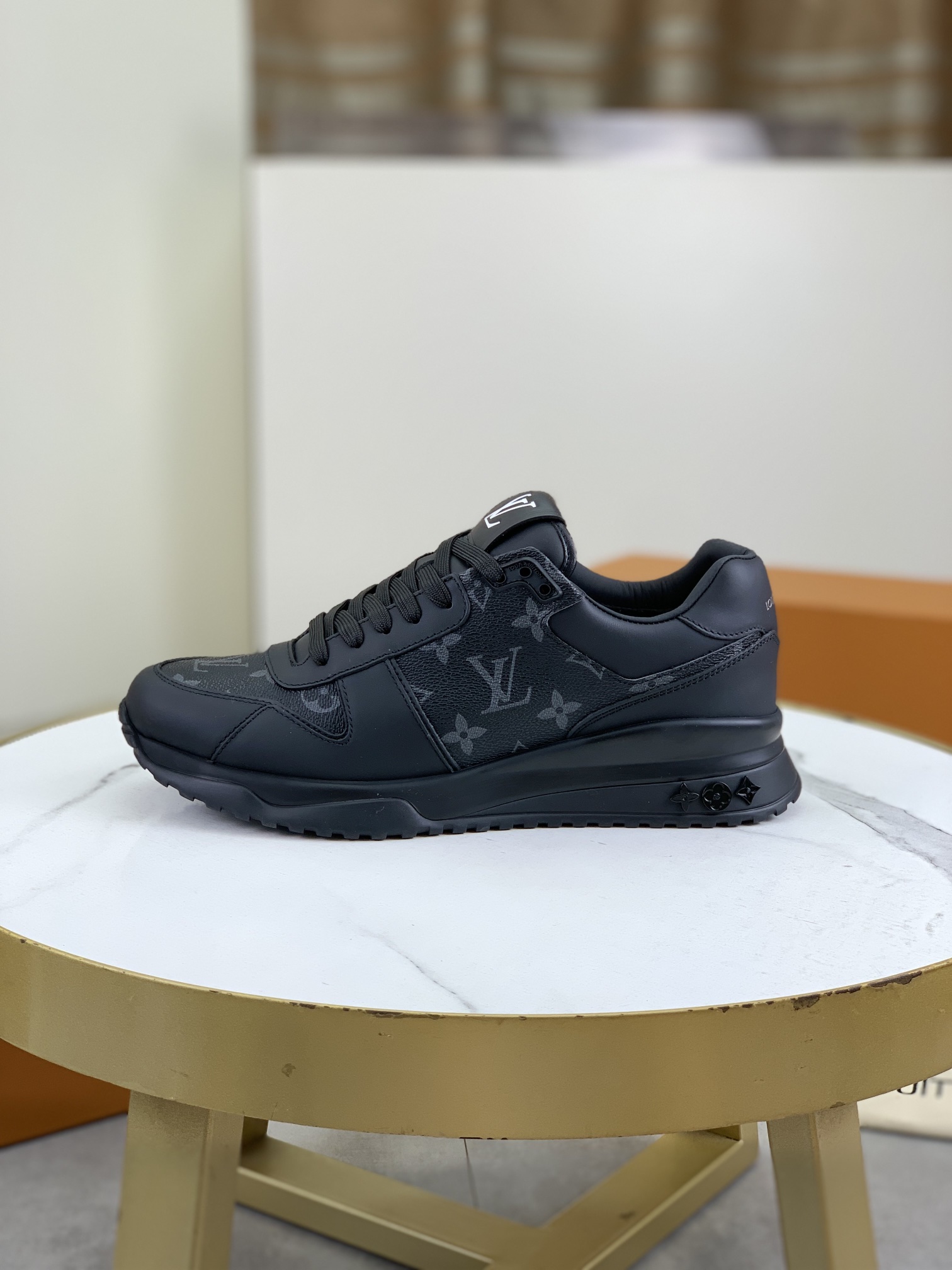 Louis Vuitton Men's Black Leather Run Away Sneakers, Size 38-44 1 Louis Vuitton Men's Black Leather Run Away Sneakers, Size 38-44