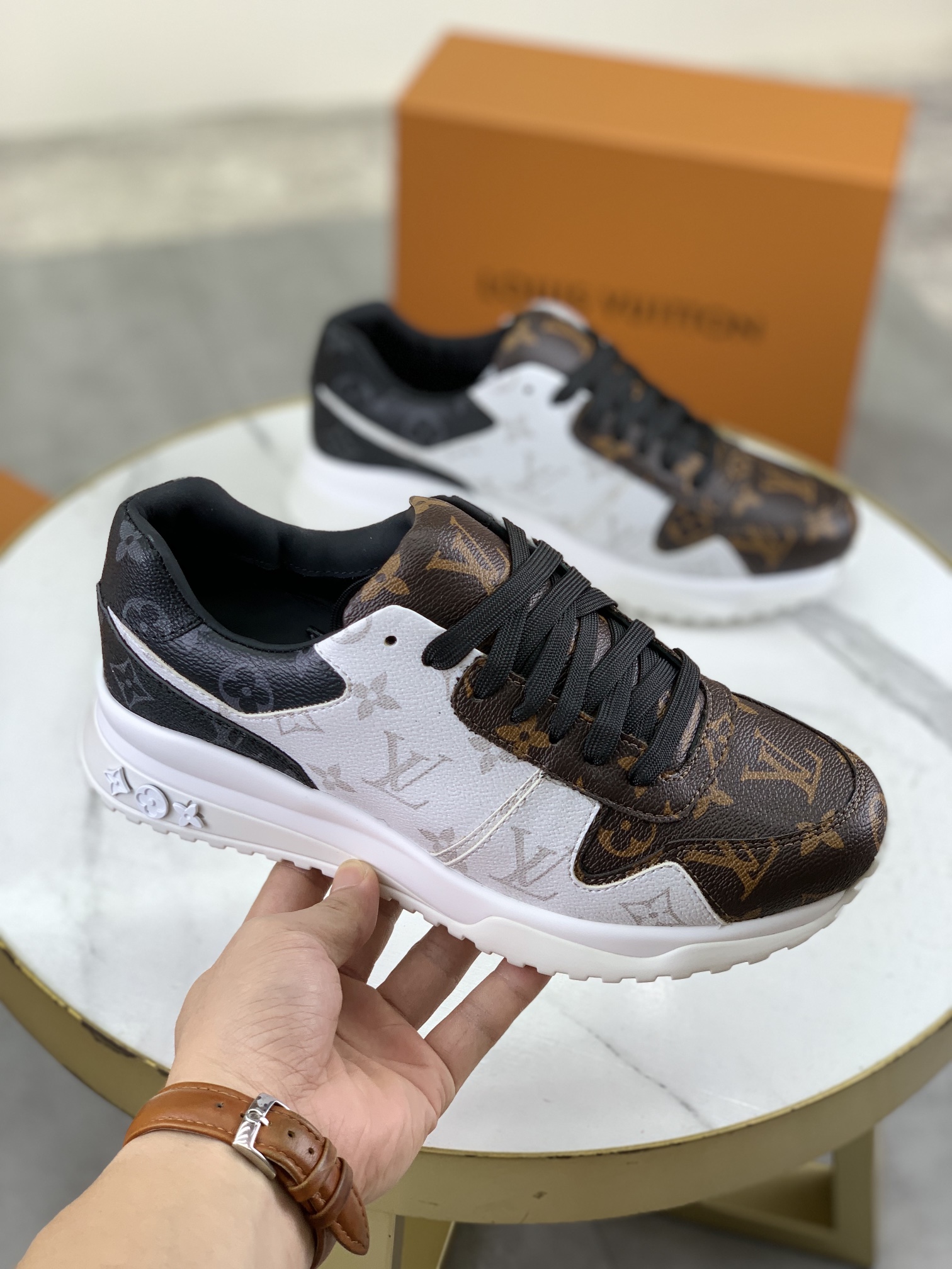 Louis Vuitton Men's Brown Monogram Leather Run Away Sneakers Size 38-44 4 i1726417228 75 0