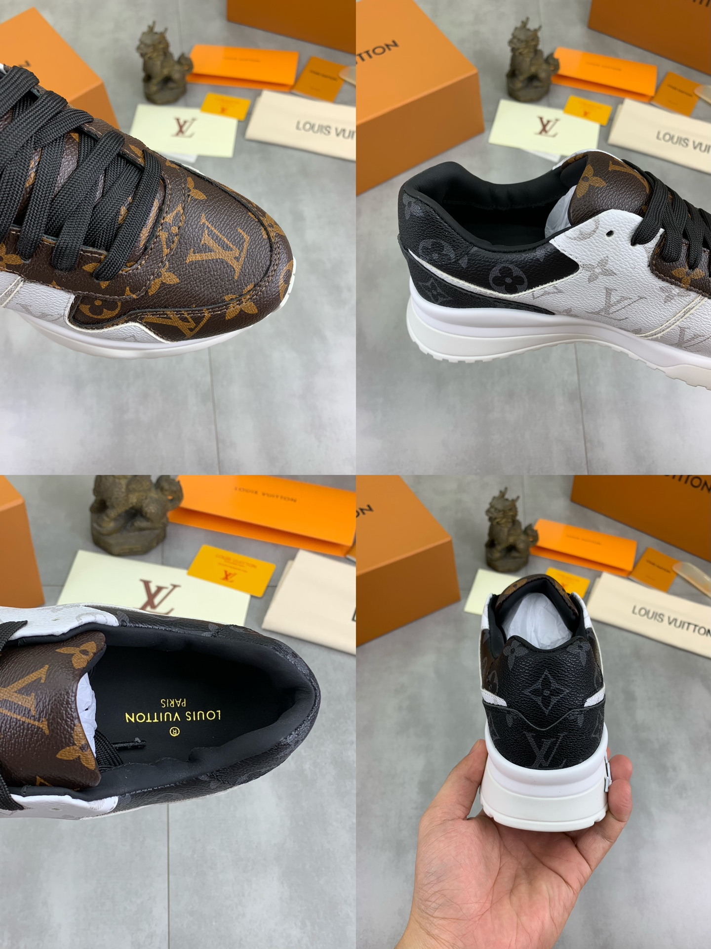 Louis Vuitton Men's Brown Monogram Leather Run Away Sneakers Size 38-44 10 i1726417228 873 0