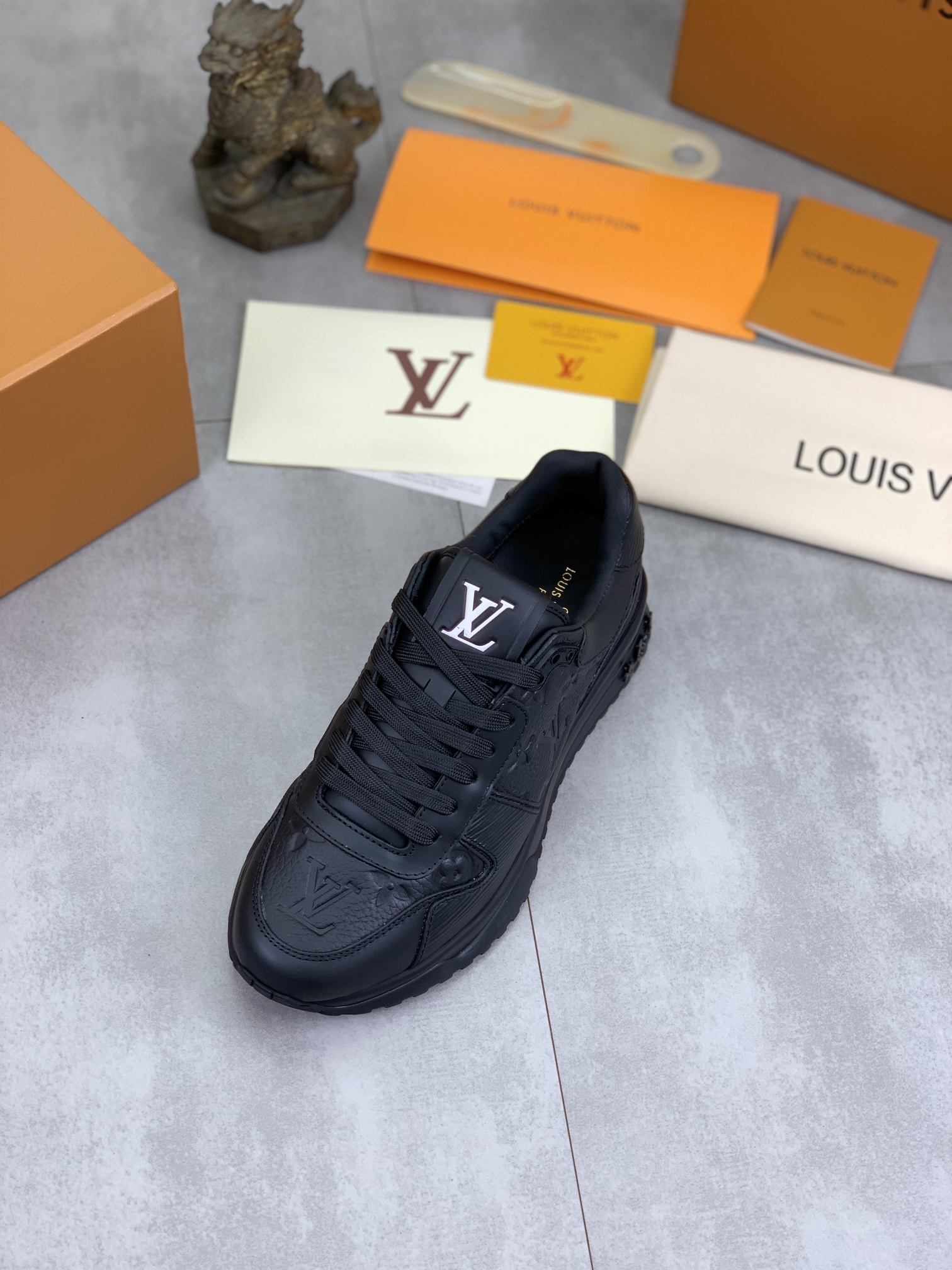 Louis Vuitton Men's Black Leather Run Away Sneakers Size 38-44 5 i1726417265 1123 0