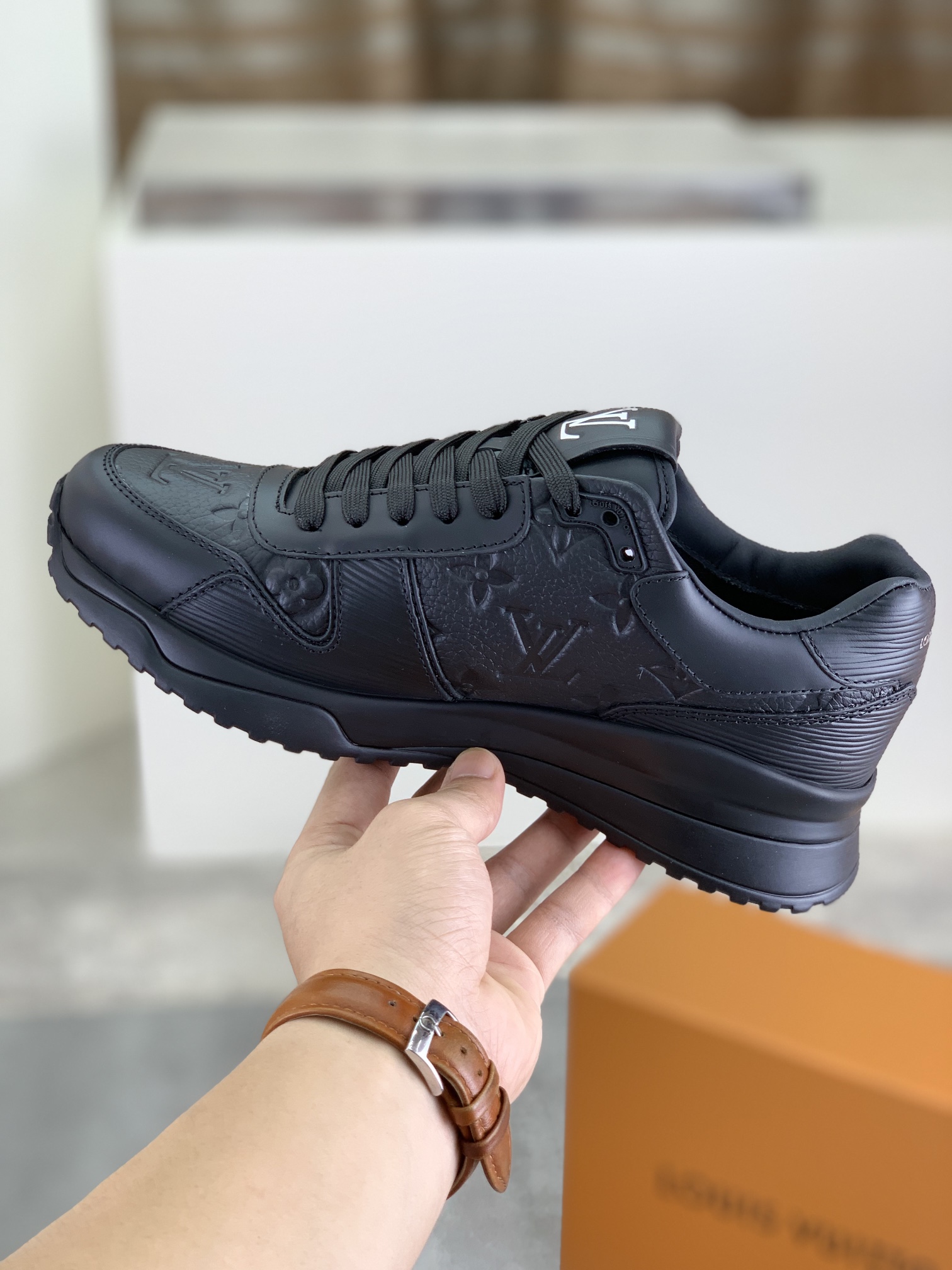 Louis Vuitton Men's Black Leather Run Away Sneakers Size 38-44 7 i1726417265 136 0
