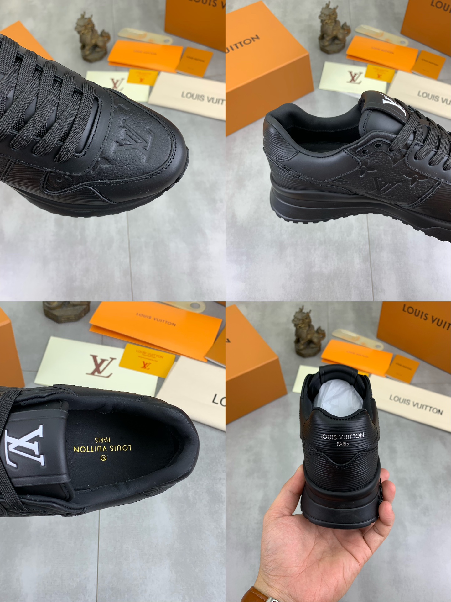 Louis Vuitton Men's Black Leather Run Away Sneakers Size 38-44 10 i1726417266 925 0
