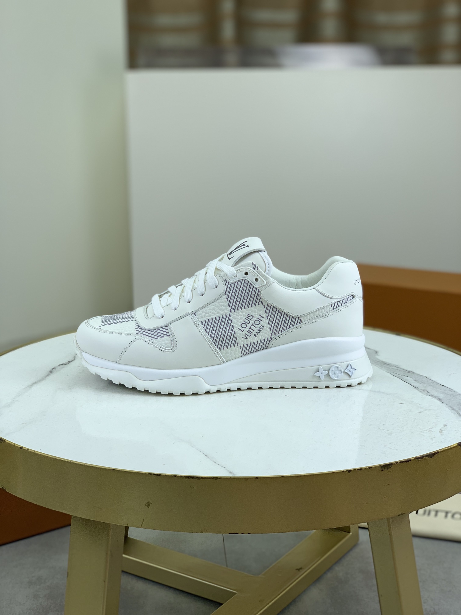 Louis Vuitton White Leather Run Away Sneakers, Classic Style, Size 38-44 1 Louis Vuitton White Leather Run Away Sneakers, Classic Style, Size 38-44