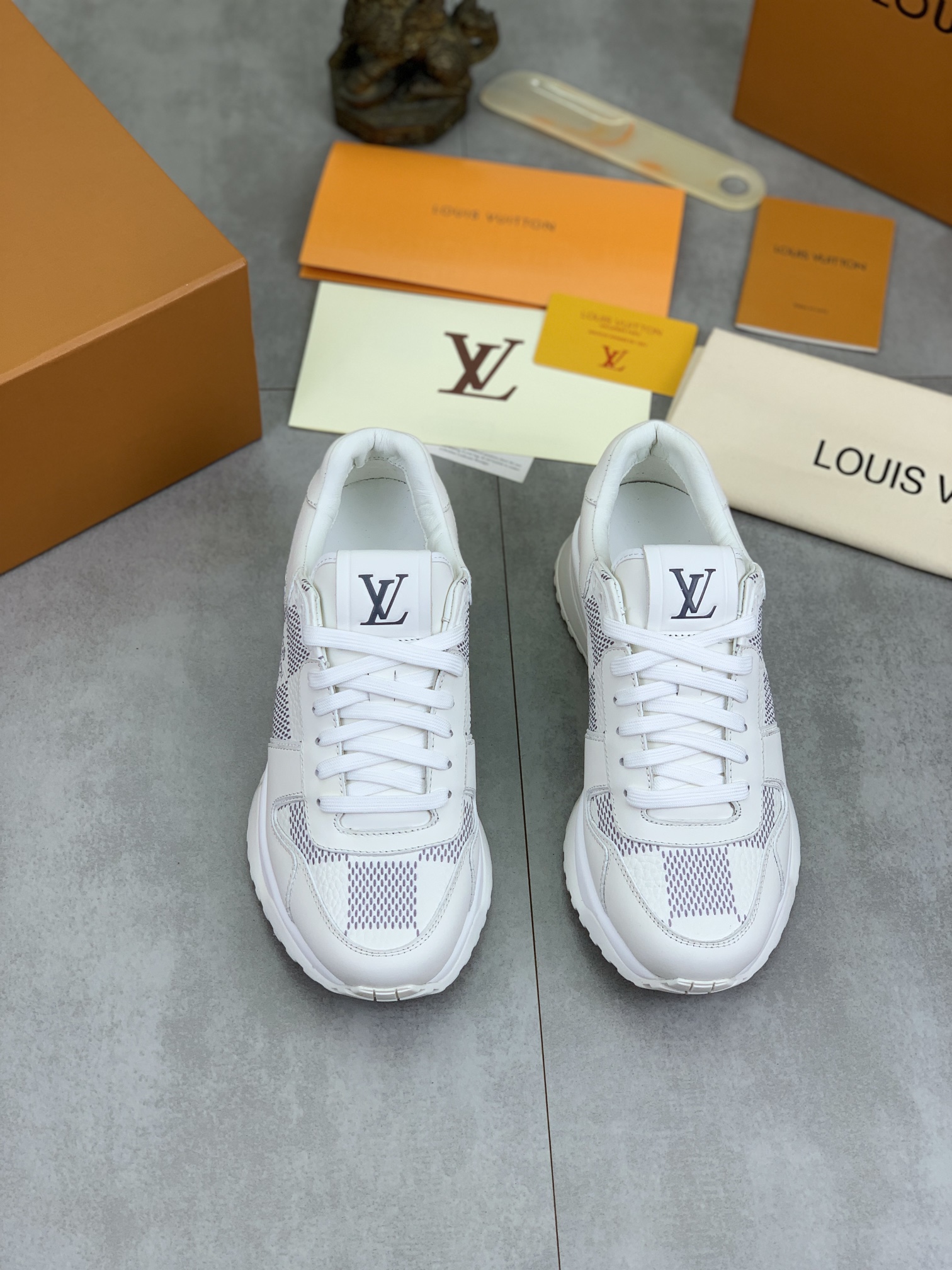 Louis Vuitton White Leather Run Away Sneakers, Classic Style, Size 38-44 3 i1726417309 2377 0