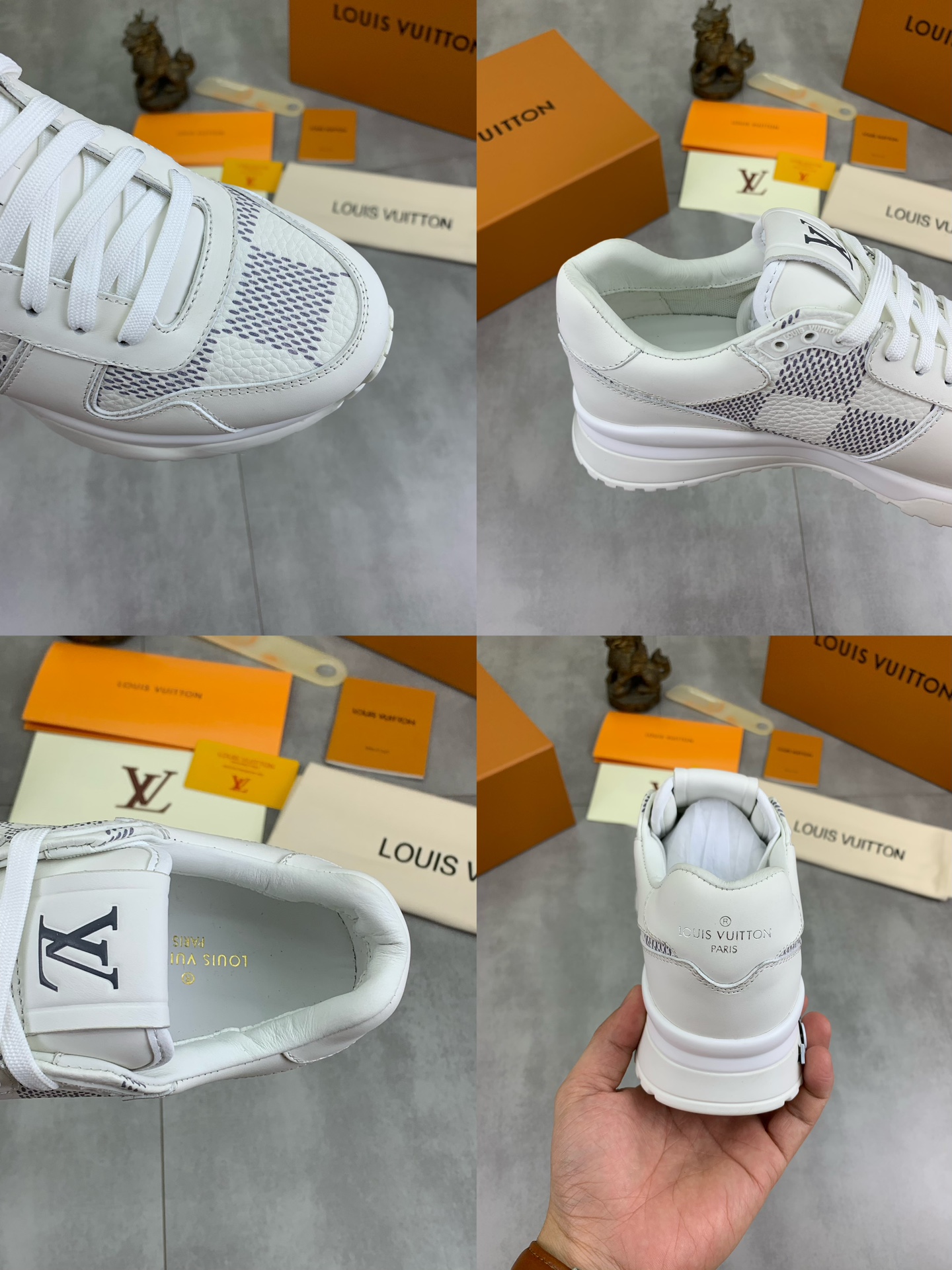 Louis Vuitton White Leather Run Away Sneakers, Classic Style, Size 38-44 10 i1726417309 3524 0
