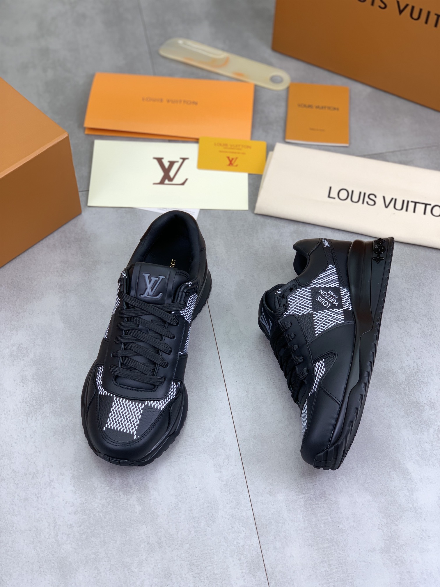 Louis Vuitton Men's Black Leather Run Away Sneakers Size EU 38-44 6 i1726417325 5477 6
