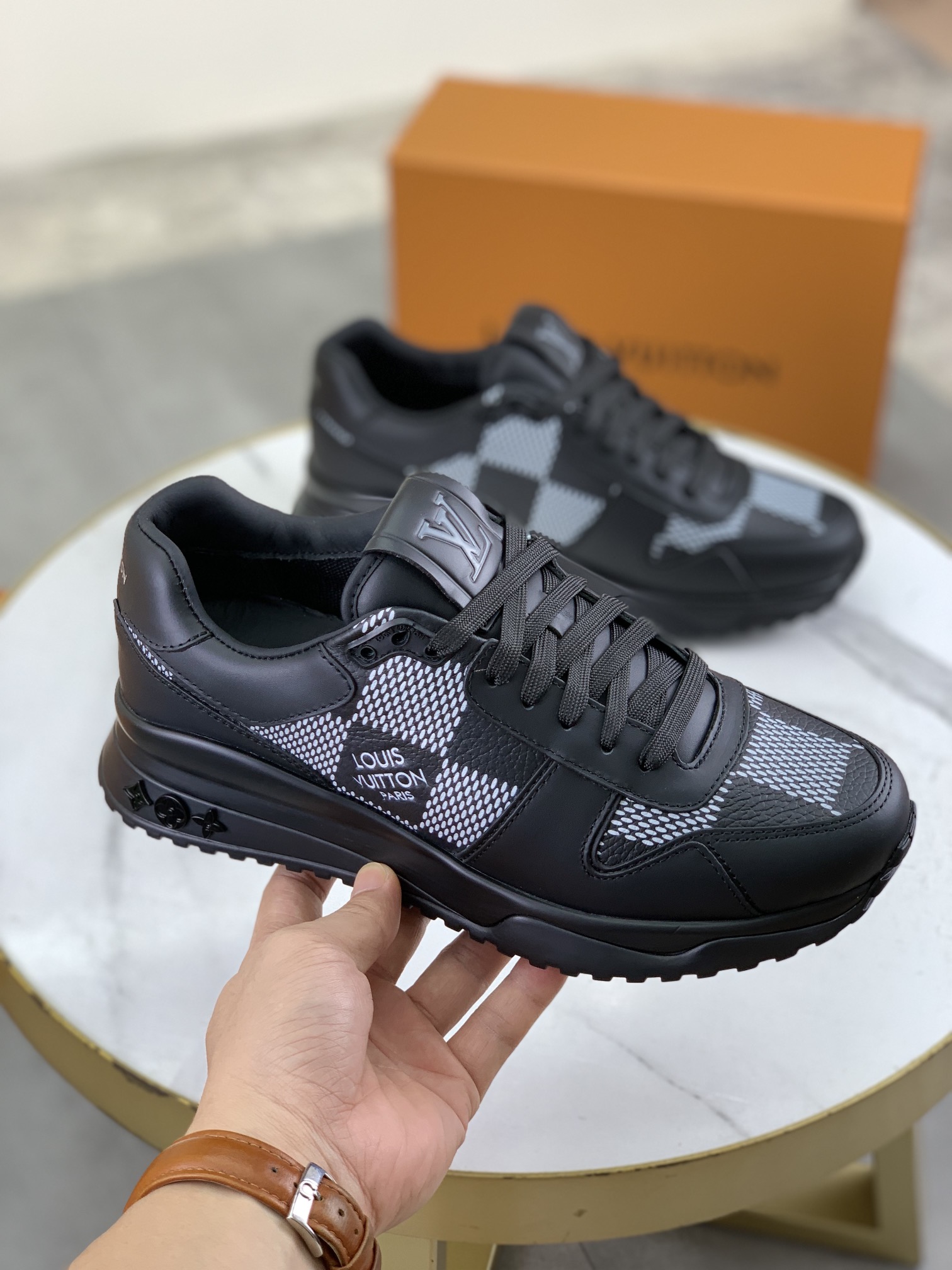Louis Vuitton Men's Black Leather Run Away Sneakers Size EU 38-44 4 i1726417325 8947 3