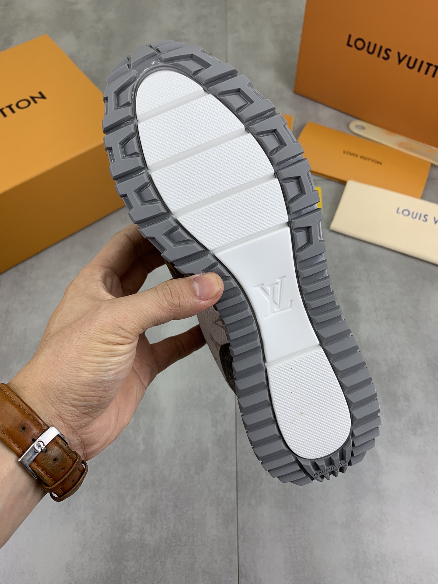 Louis Vuitton Monogram Leather Run Away Sneakers, Brown/White, Size 38-44 9 i1732550879 2633 3