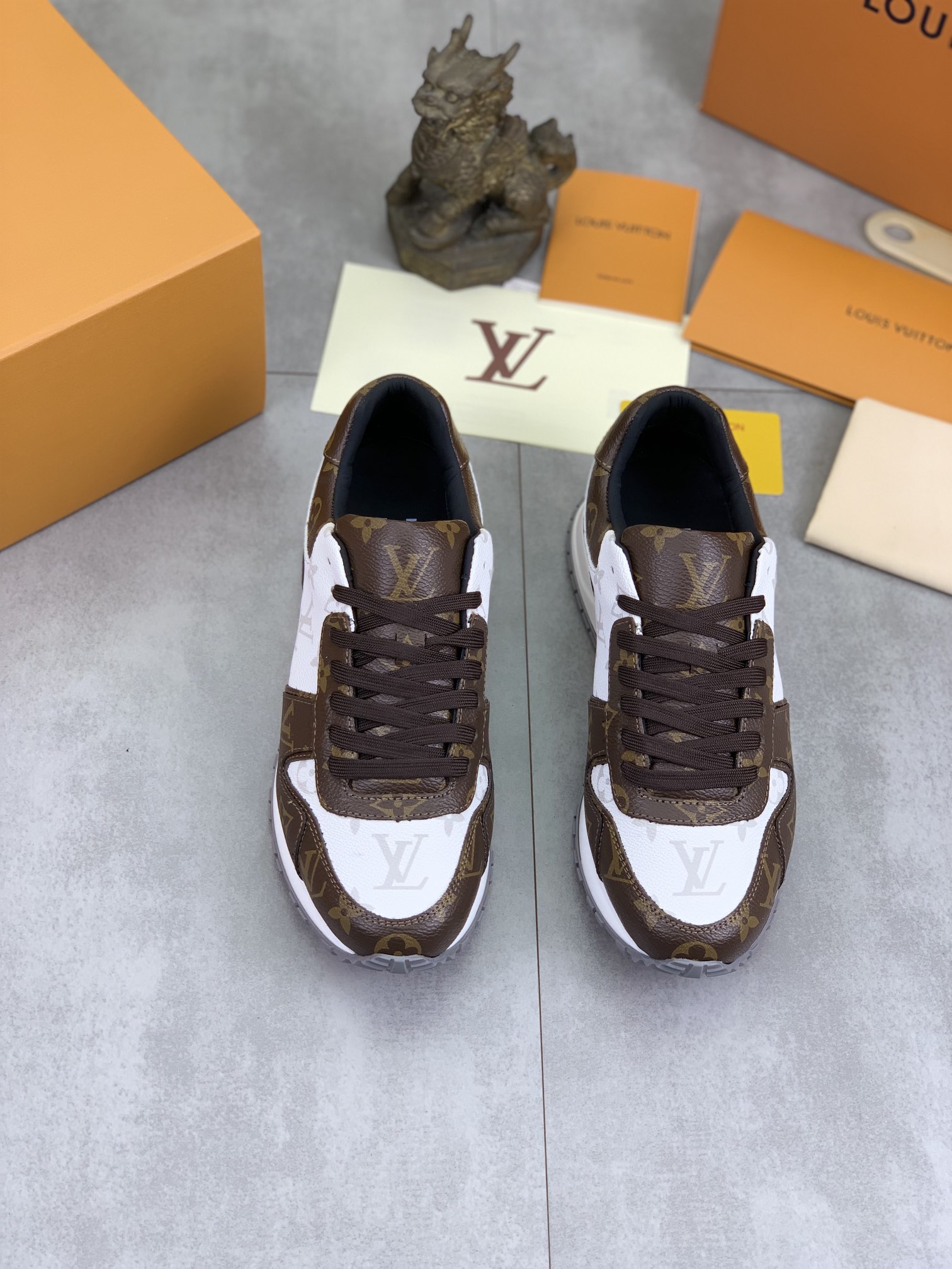 Louis Vuitton Monogram Leather Run Away Sneakers, Brown/White, Size 38-44 3 i1732550879 8748 1