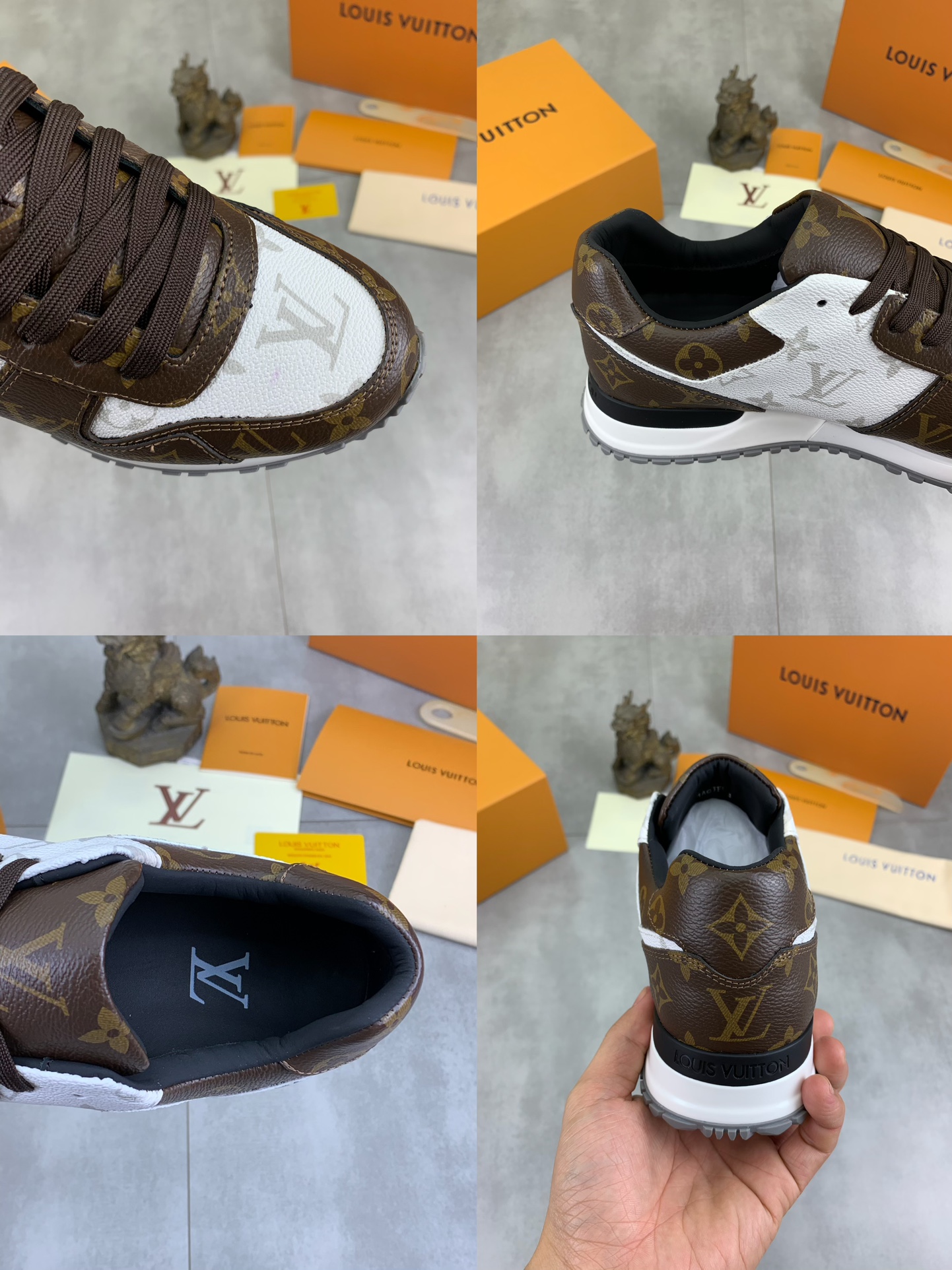 Louis Vuitton Monogram Leather Run Away Sneakers, Brown/White, Size 38-44 10 i1732550881 581 0