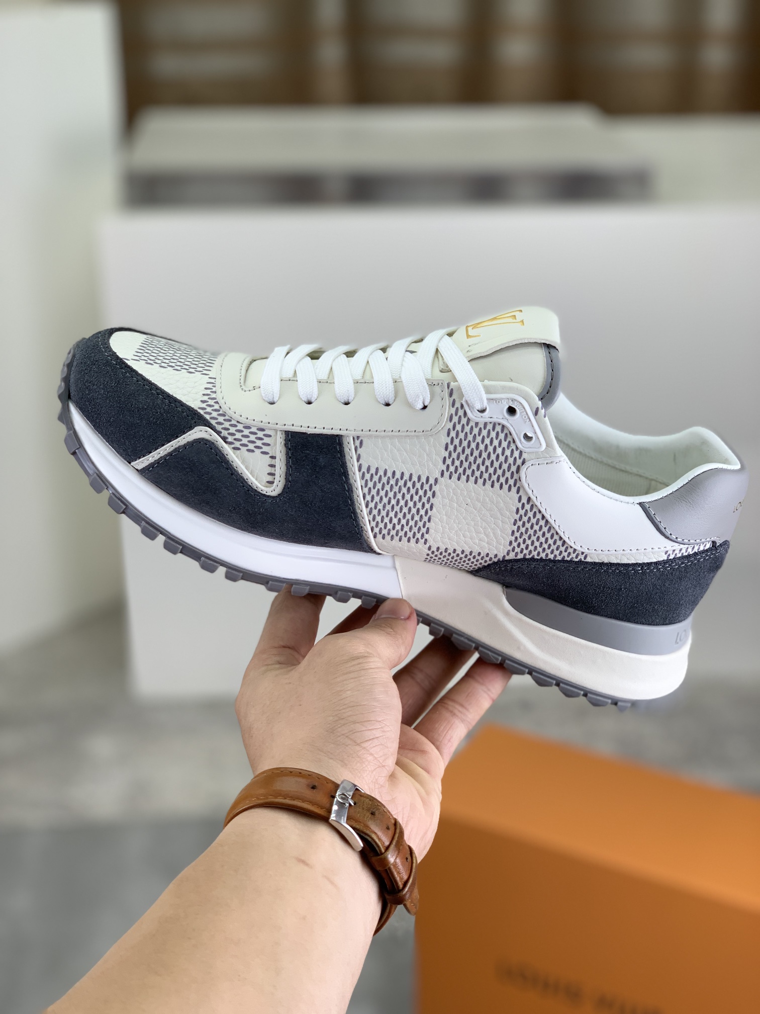 Louis Vuitton Men's Rivoli Sneaker in Damier Ebene, Grey Suede - Size 38-44 7 i1732550904 1396 0