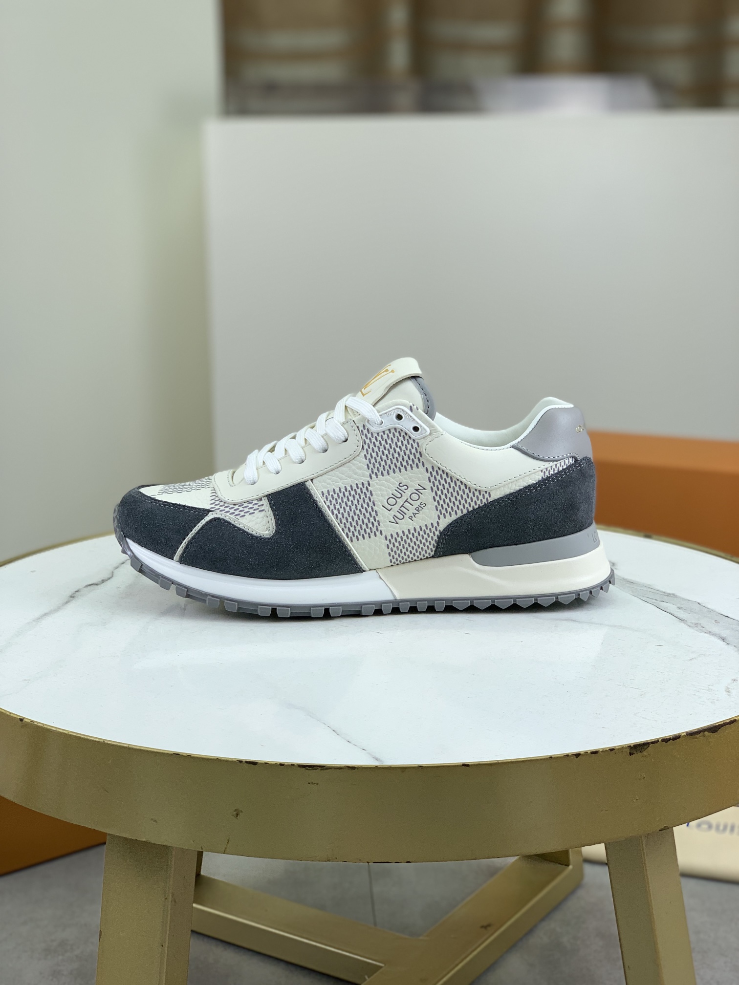 Louis Vuitton Men's Rivoli Sneaker in Damier Ebene, Grey Suede - Size 38-44 1 Louis Vuitton Men's Rivoli Sneaker in Damier Ebene, Grey Suede - Size 38-44