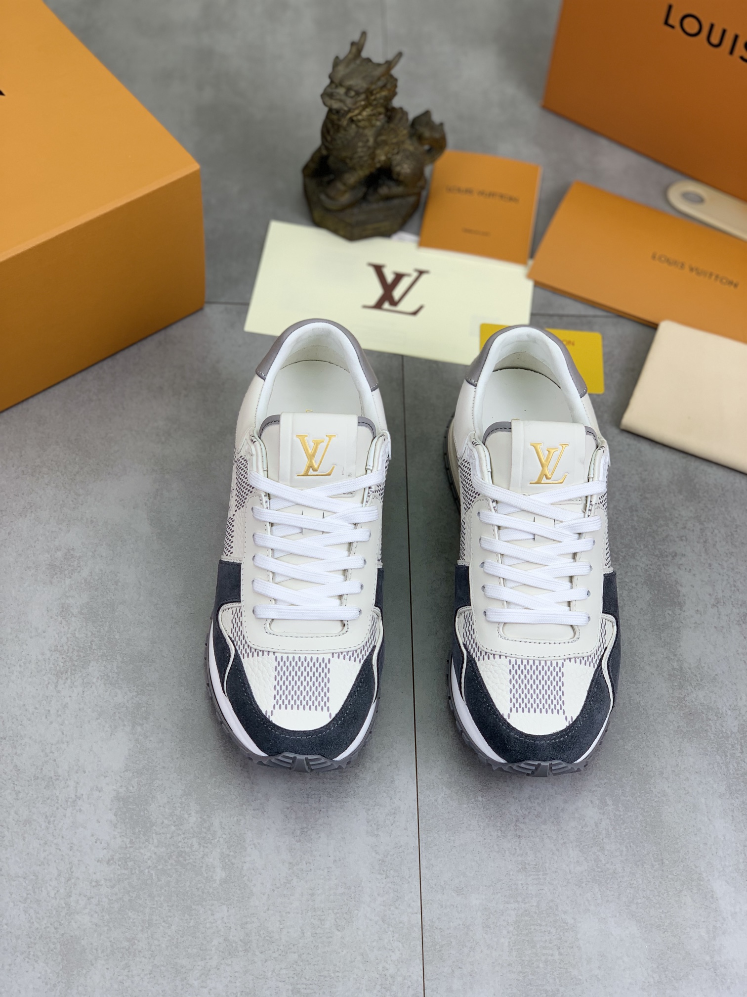 Louis Vuitton Men's Rivoli Sneaker in Damier Ebene, Grey Suede - Size 38-44 3 i1732550904 3973 0