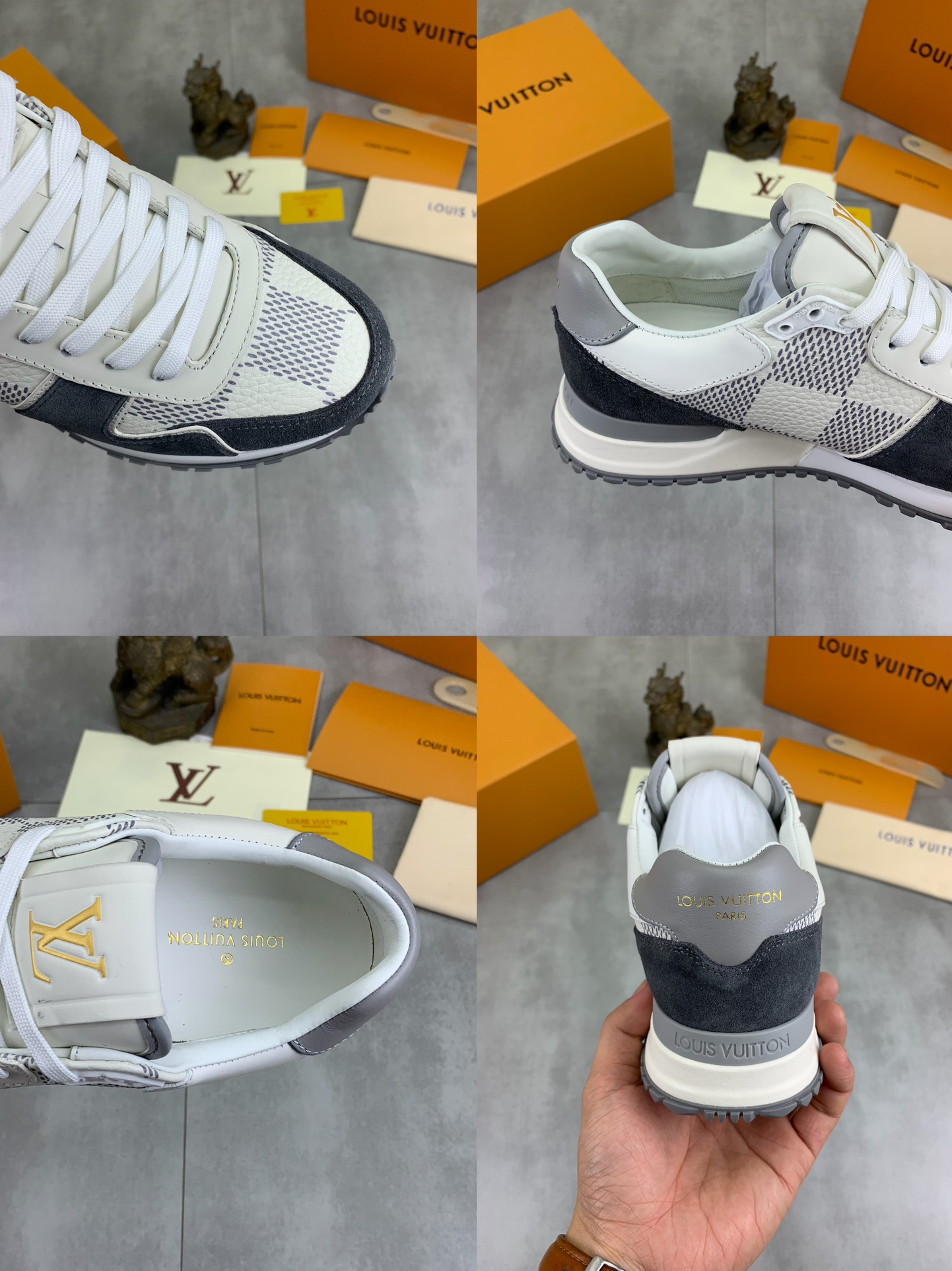 Louis Vuitton Men's Rivoli Sneaker in Damier Ebene, Grey Suede - Size 38-44 10 i1732550904 925 0