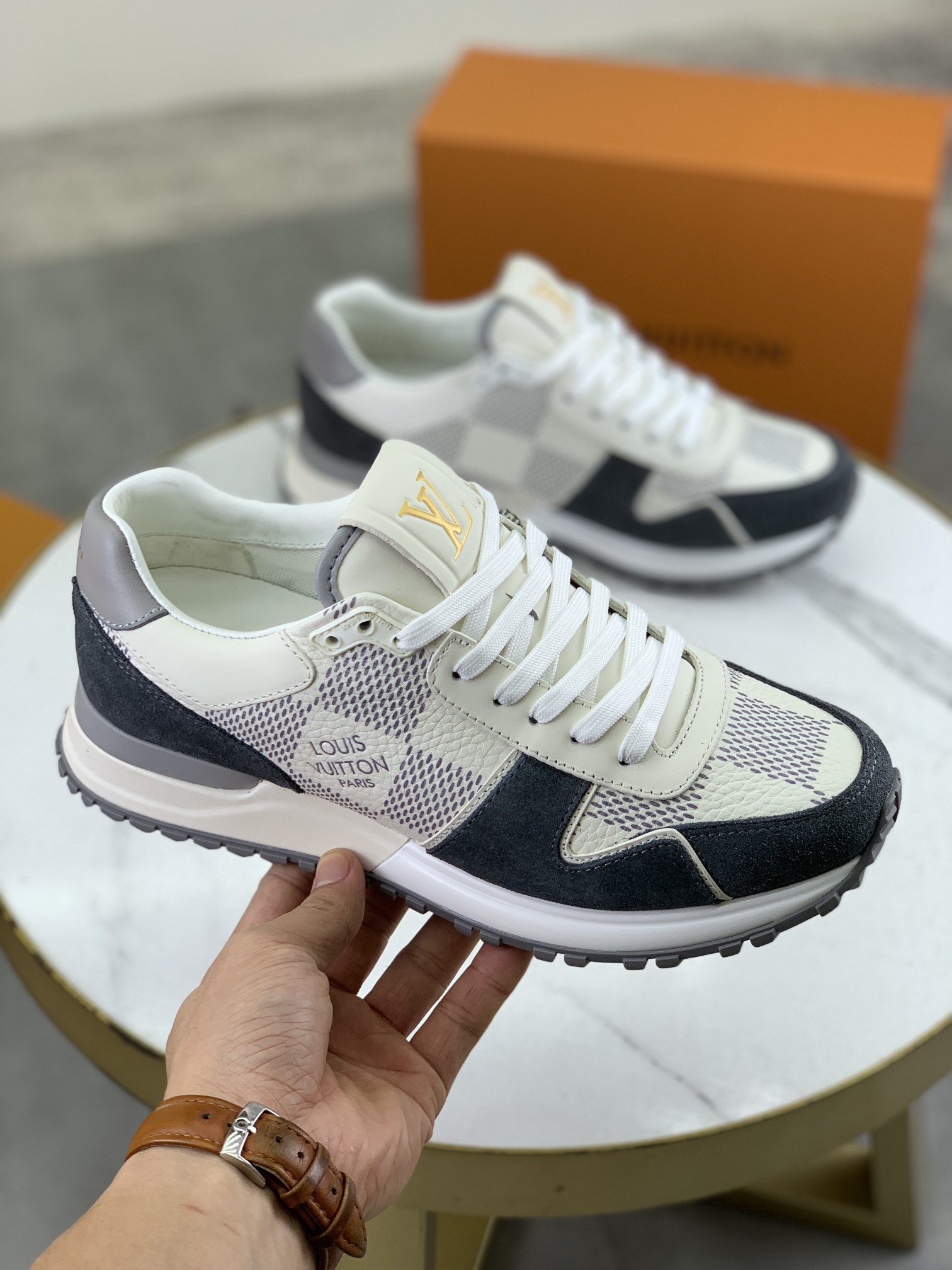 Louis Vuitton Men's Rivoli Sneaker in Damier Ebene, Grey Suede - Size 38-44 4 i1732550904 9845 0