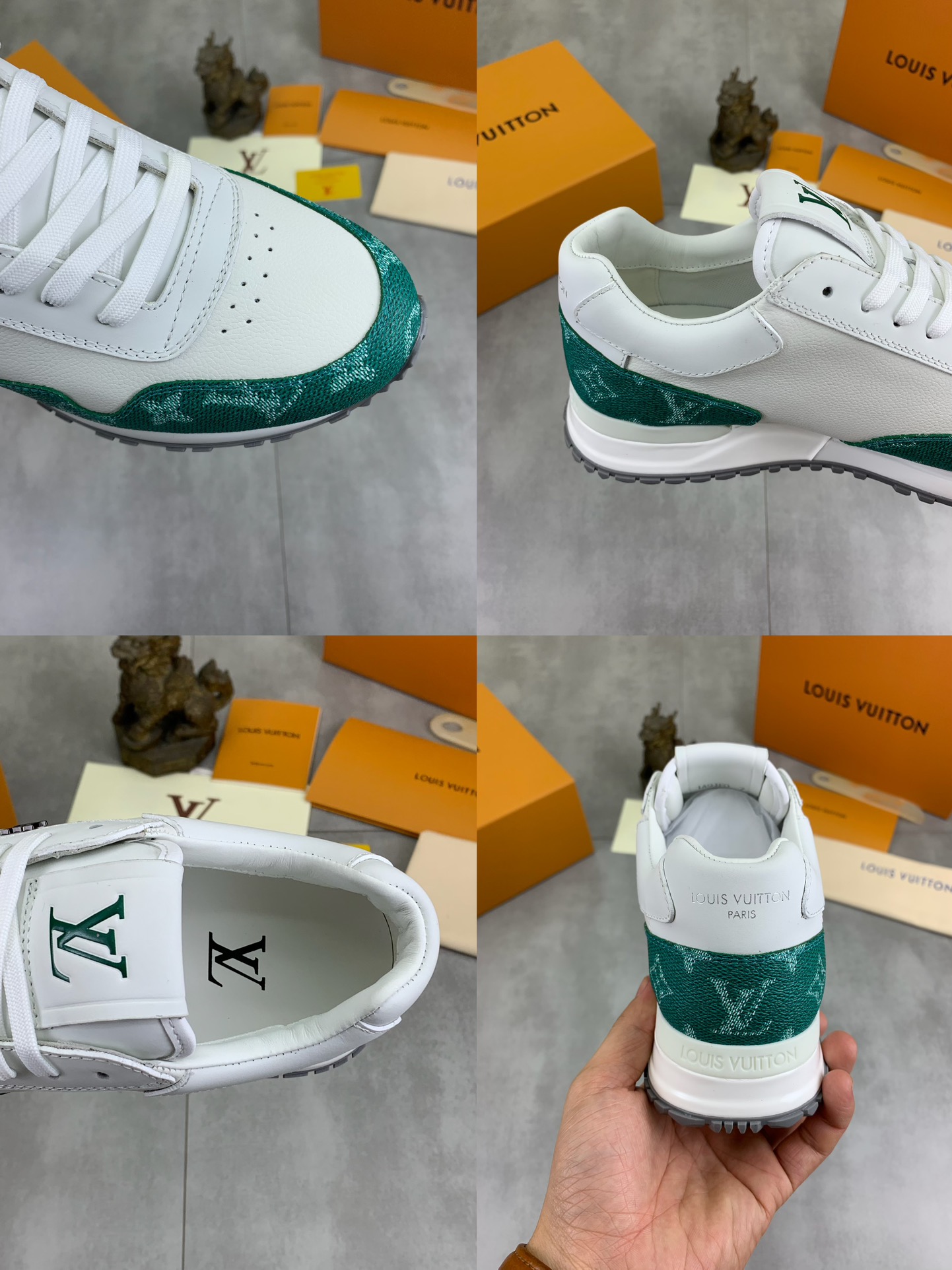Louis Vuitton Men's Run Away Pulse Sneaker Leather Green Monogram Size 10 i1732550946 9711 2