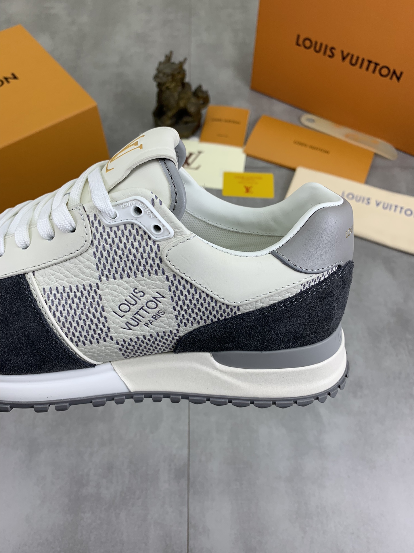 Louis Vuitton Men's Rivoli Sneaker in Damier Ebene, Grey Suede - Size 38-44 8 i1732550964 1543 0