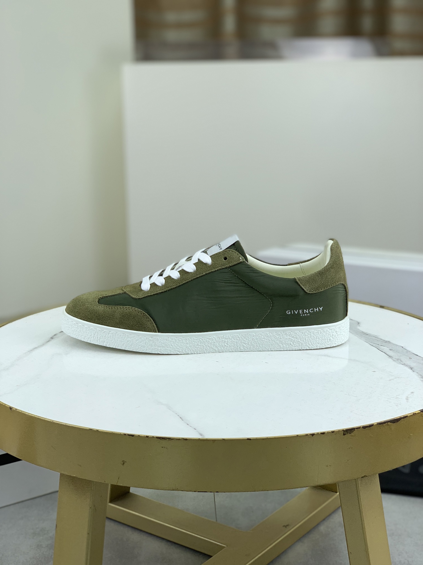 Givenchy Men's Olive Green Leather Low-Top Sneakers - Casual Comfort