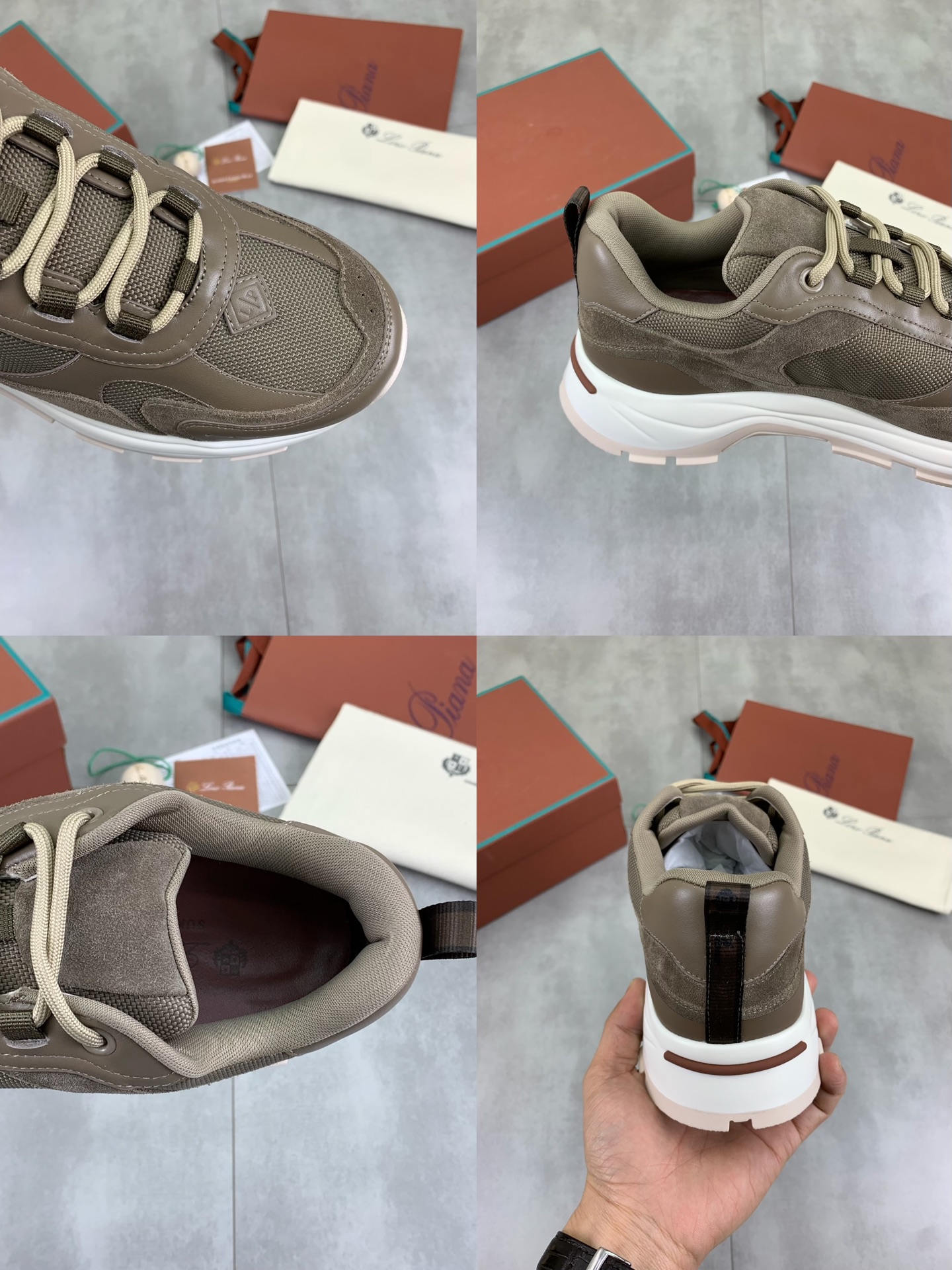 Loro Piana Men's Sanded Calfskin and Smooth Leather Sneakers 10 i1742312311116 4468 0 8