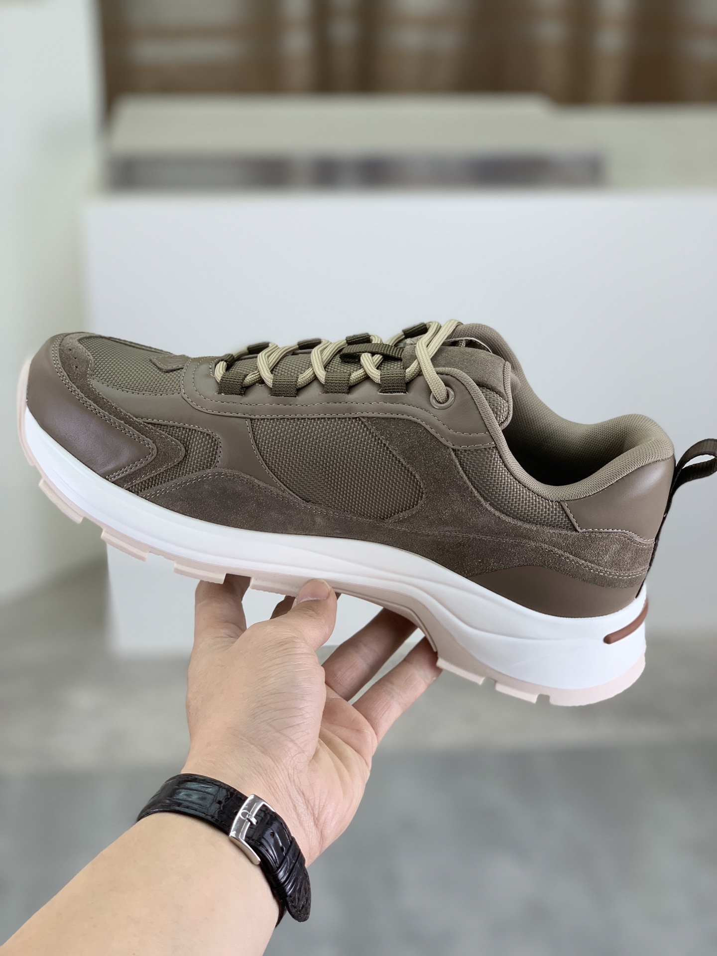 Loro Piana Men's Sanded Calfskin and Smooth Leather Sneakers 7 i1742312311552 5462 0 5