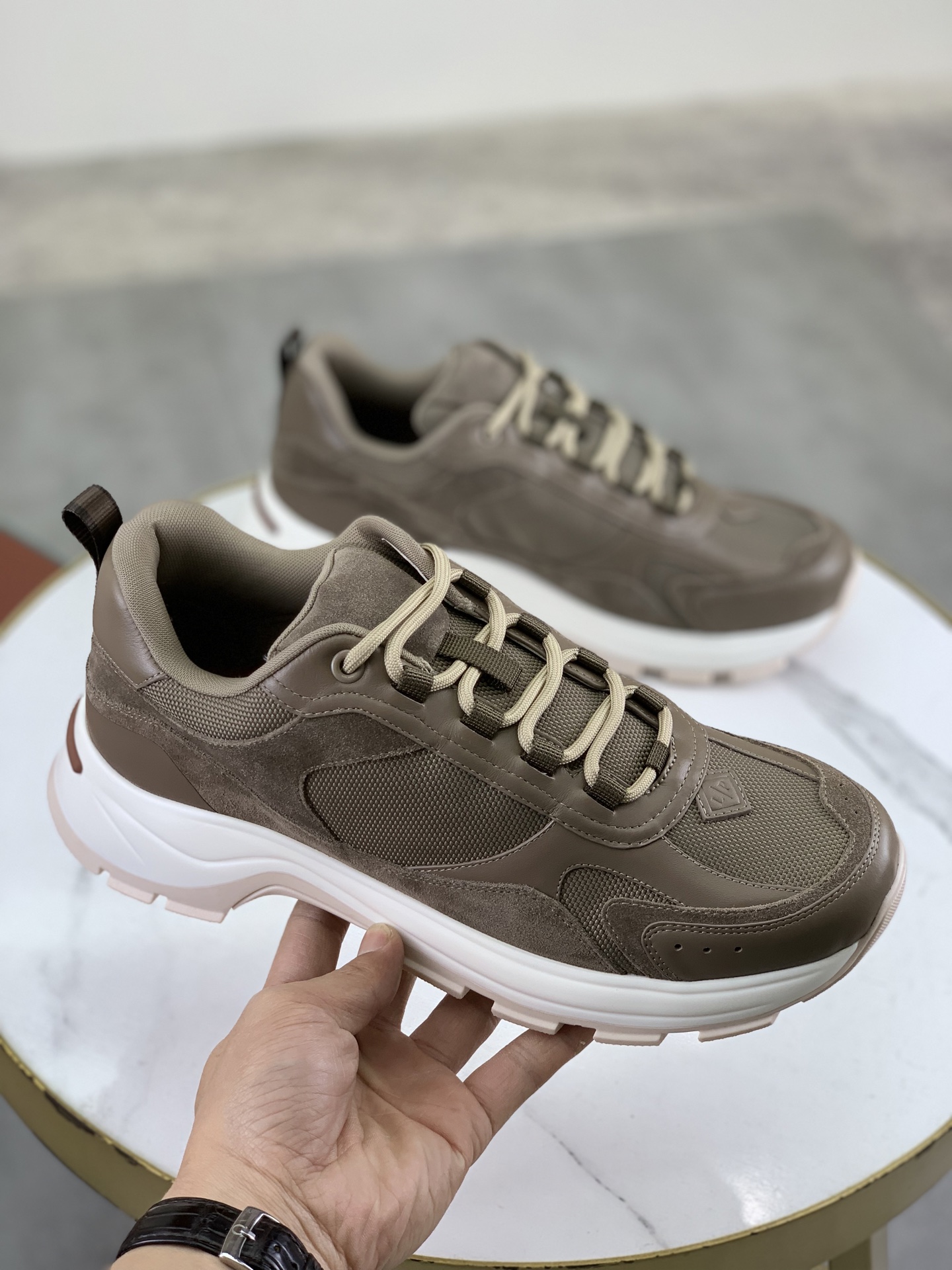 Loro Piana Men's Sanded Calfskin and Smooth Leather Sneakers 4 i1742312311585 19 0 2