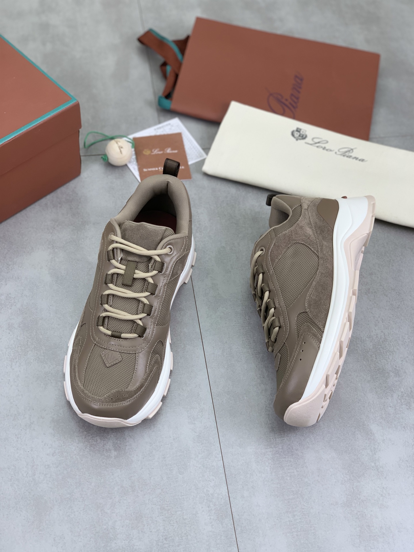 Loro Piana Men's Sanded Calfskin and Smooth Leather Sneakers 6 i1742312314203 3727 0 4