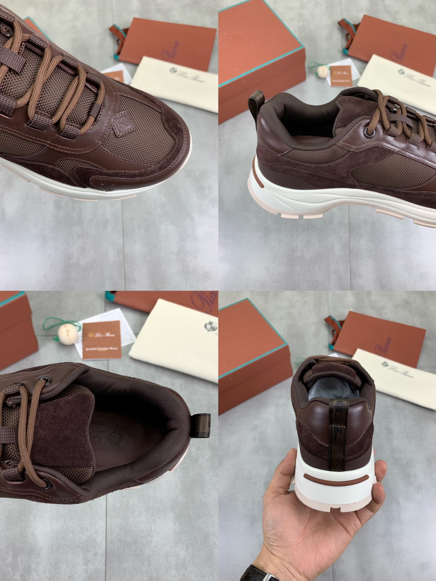 Loro Piana Men's Brown Suede Leather Lace-Up Sneakers Size 39-45 10 i1742312373753 2039 0 8