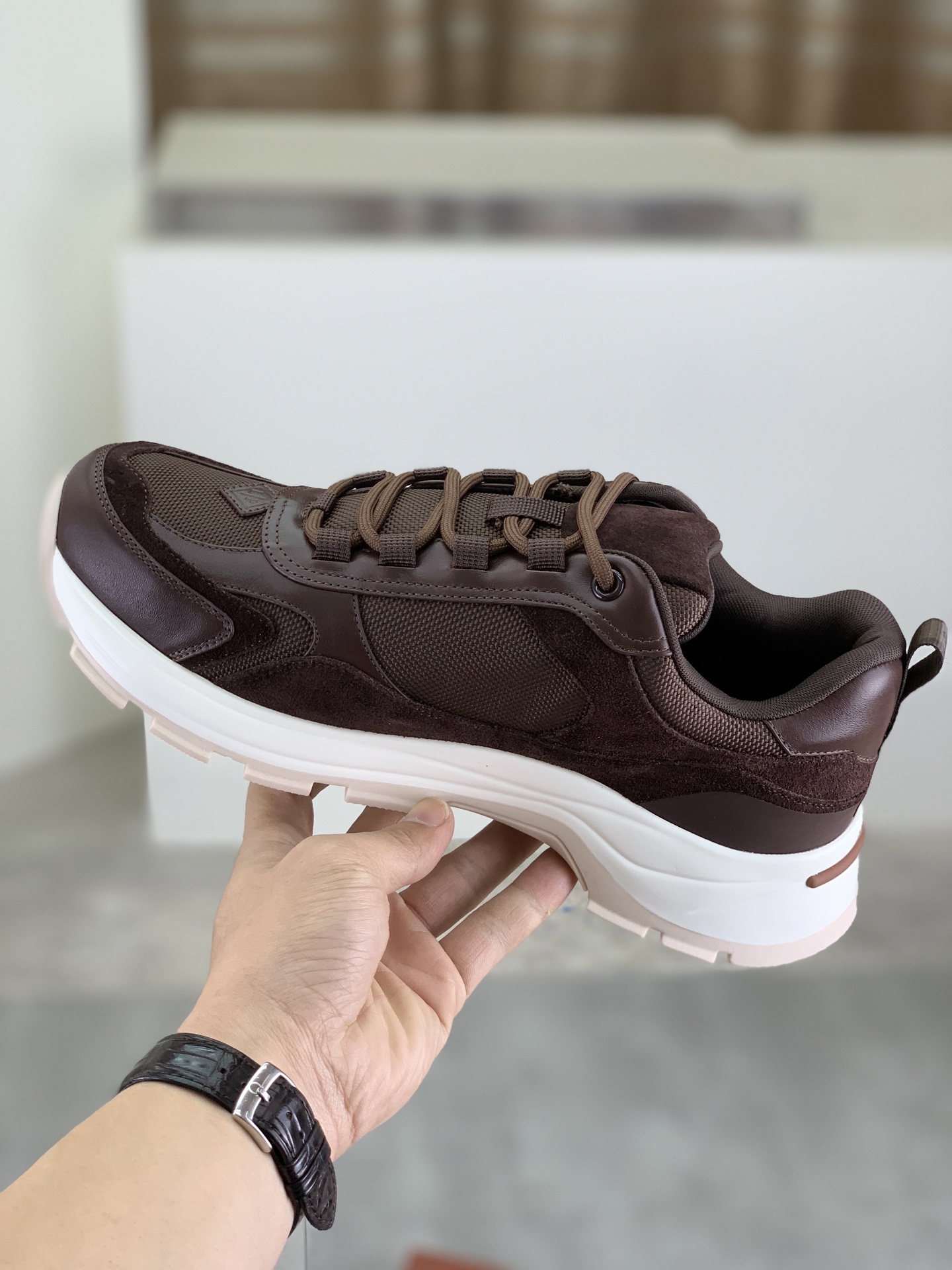 Loro Piana Men's Brown Suede Leather Lace-Up Sneakers Size 39-45 7 i1742312375594 8432 0 5