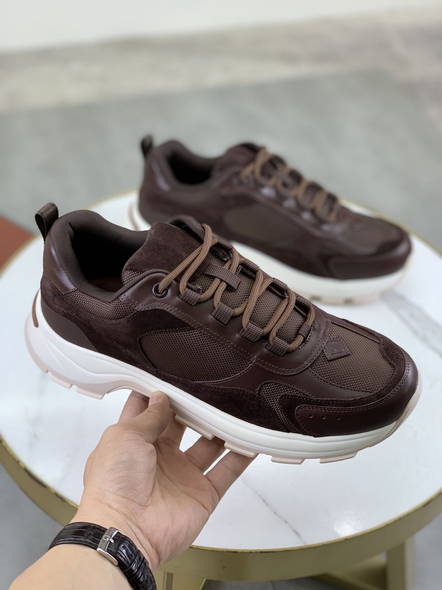 Loro Piana Men's Brown Suede Leather Lace-Up Sneakers Size 39-45 4 i1742312375614 8910 0 2
