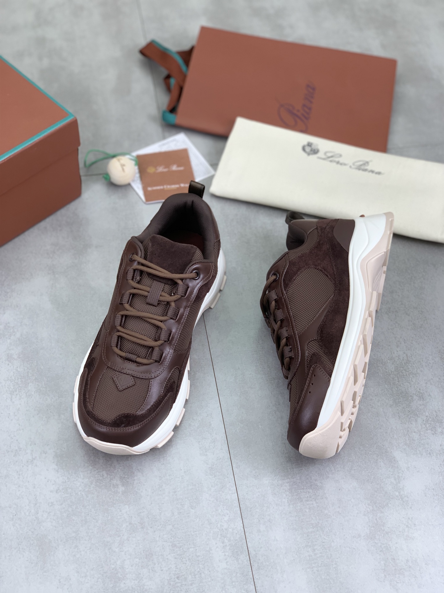 Loro Piana Men's Brown Suede Leather Lace-Up Sneakers Size 39-45 6 i1742312376638 6987 0 4