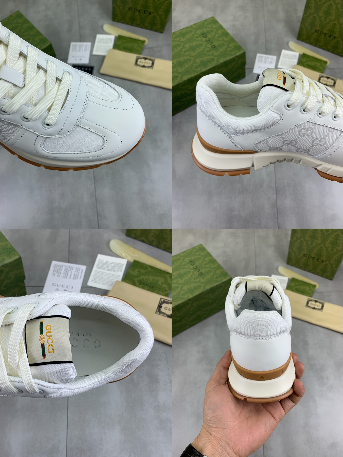 Gucci Men's White Leather and Technical Canvas Lace-Up Sneakers 10 i1742312485395 4167 0 8