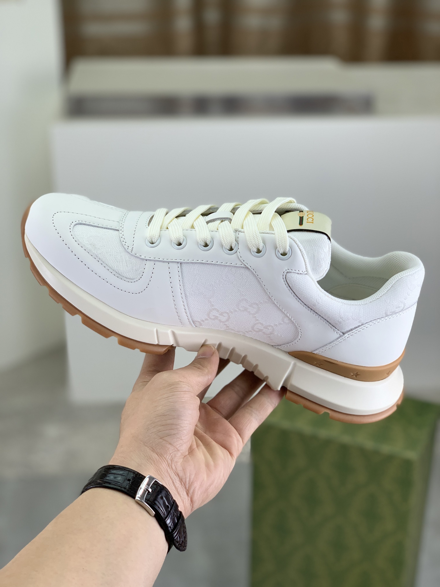 Gucci Men's White Leather and Technical Canvas Lace-Up Sneakers 7 i1742312485990 9610 0 5