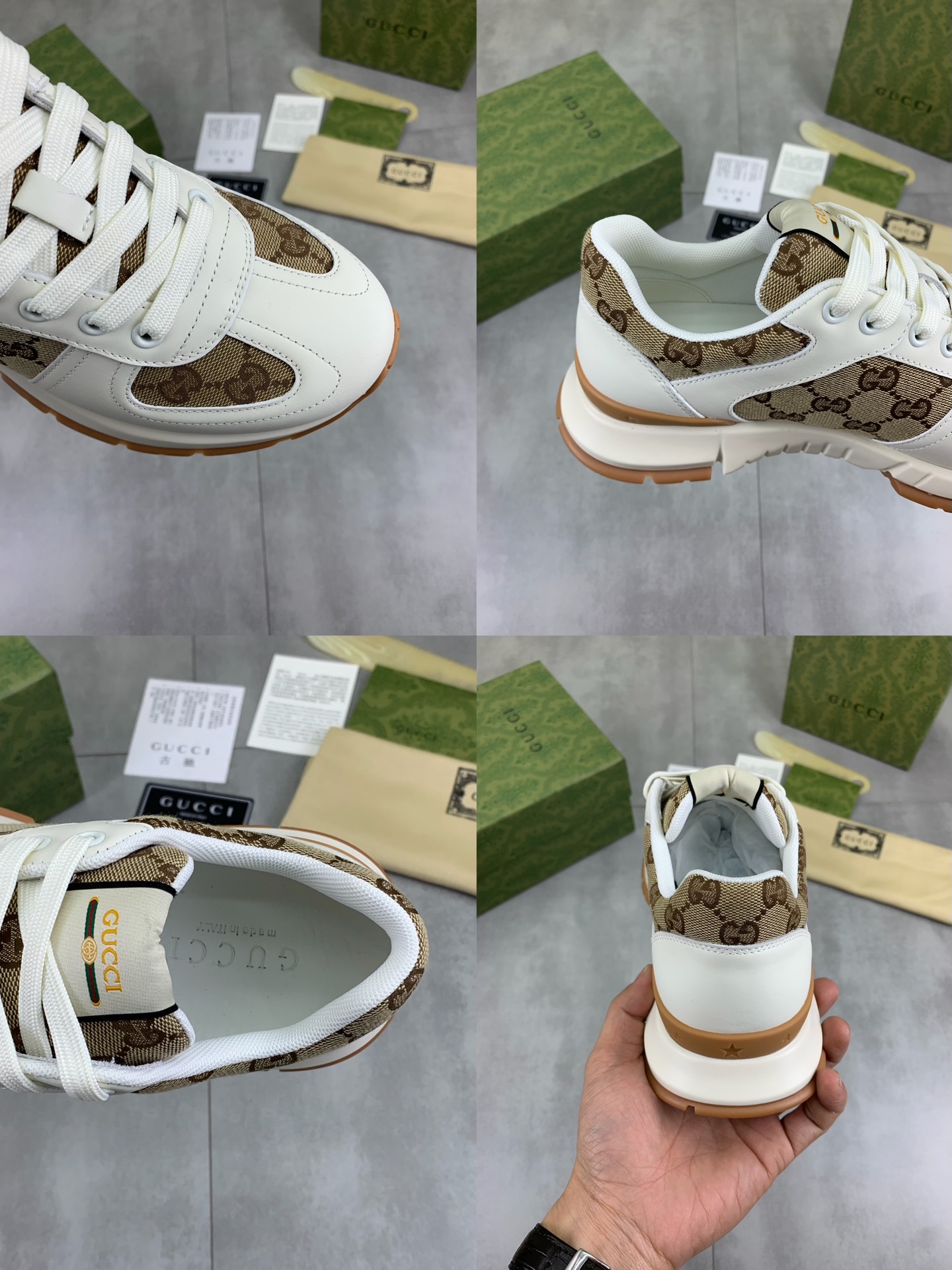 Gucci Men's Sneakers in White Leather and Monogram Canvas 10 i1742312507631 9574 0 8